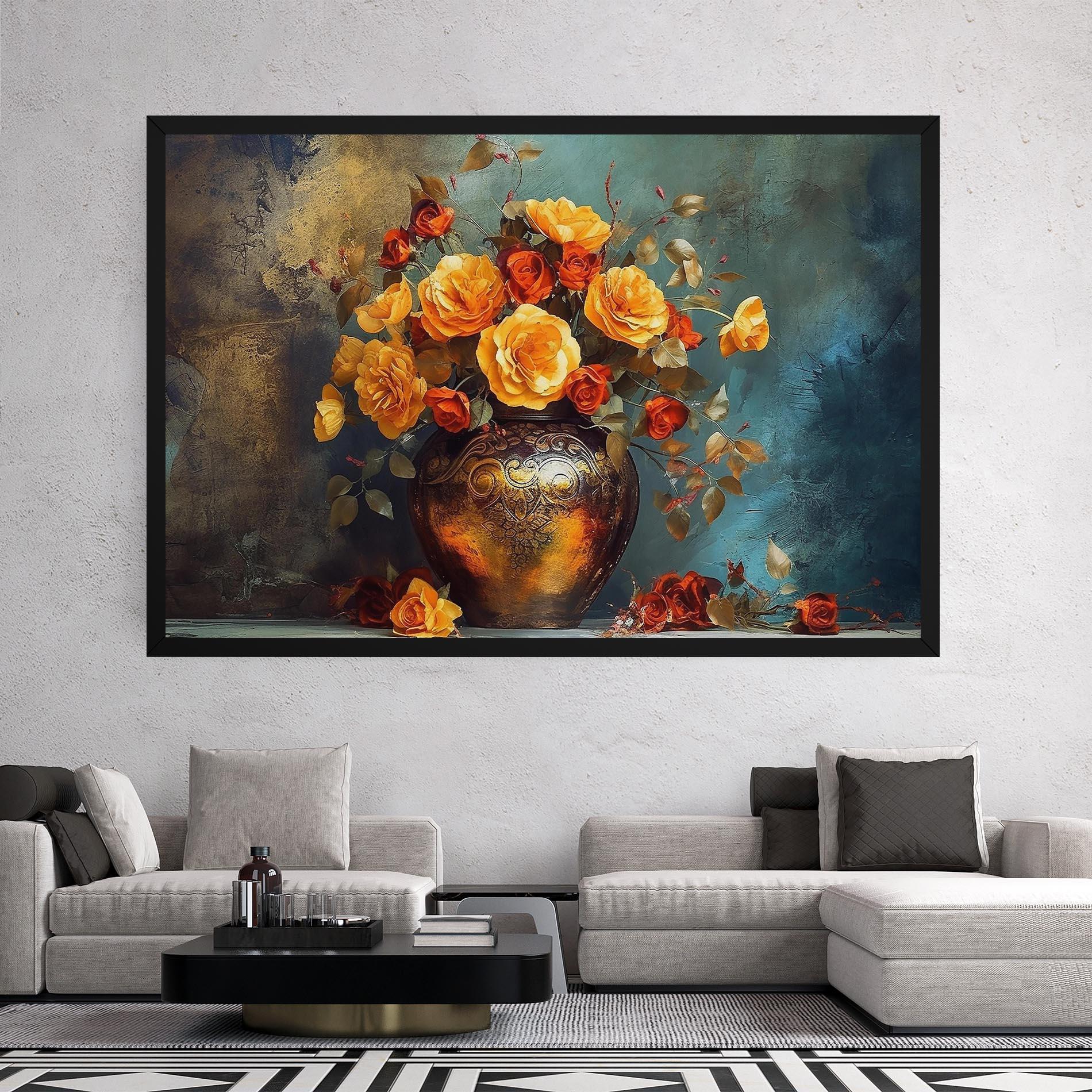 Vászonkép Red Orange Flower Vase mockup 2