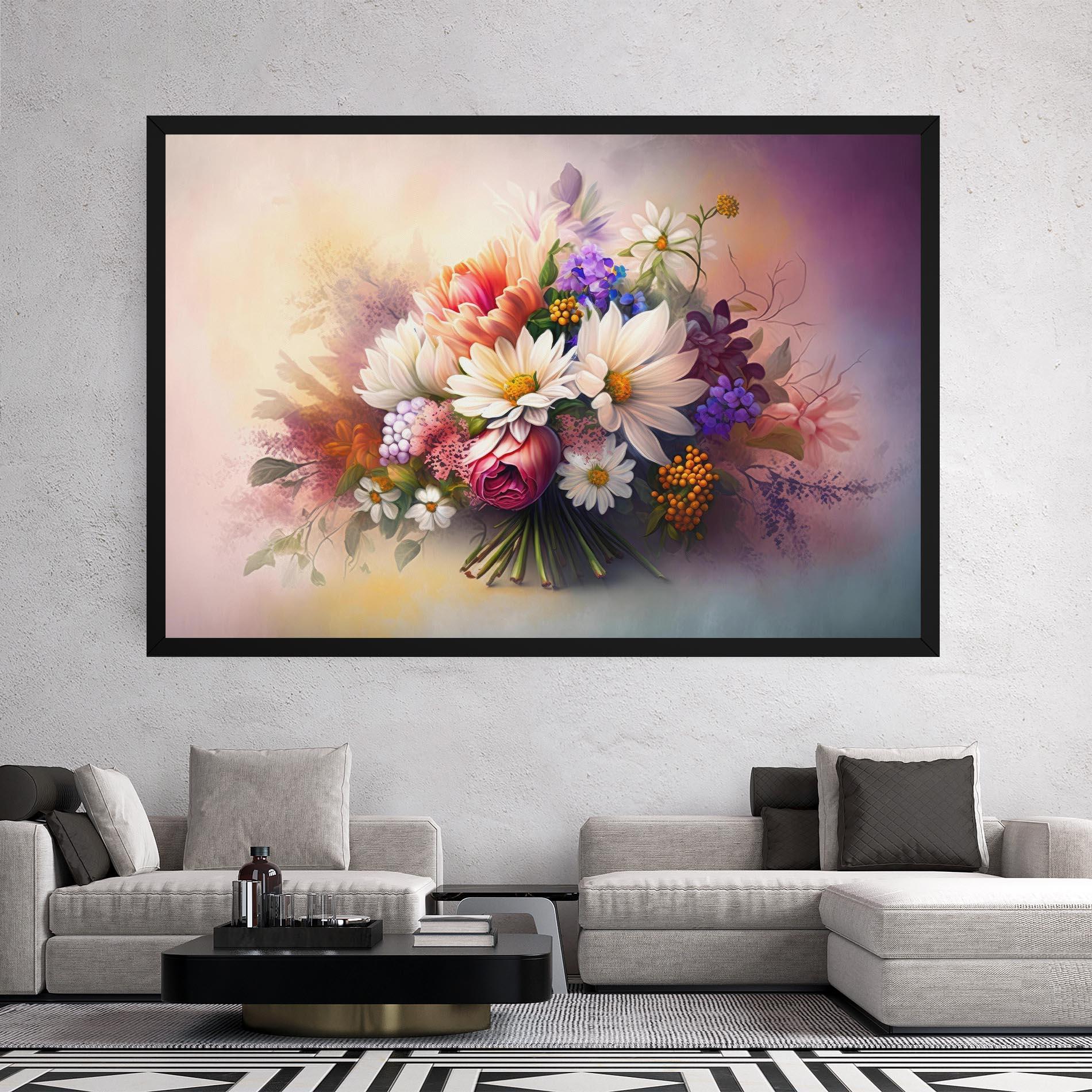 Vászonkép Vecteezy_ai Generated Bouquet Of Fresh Spring Flowers On Light_23373362_865 mockup 2