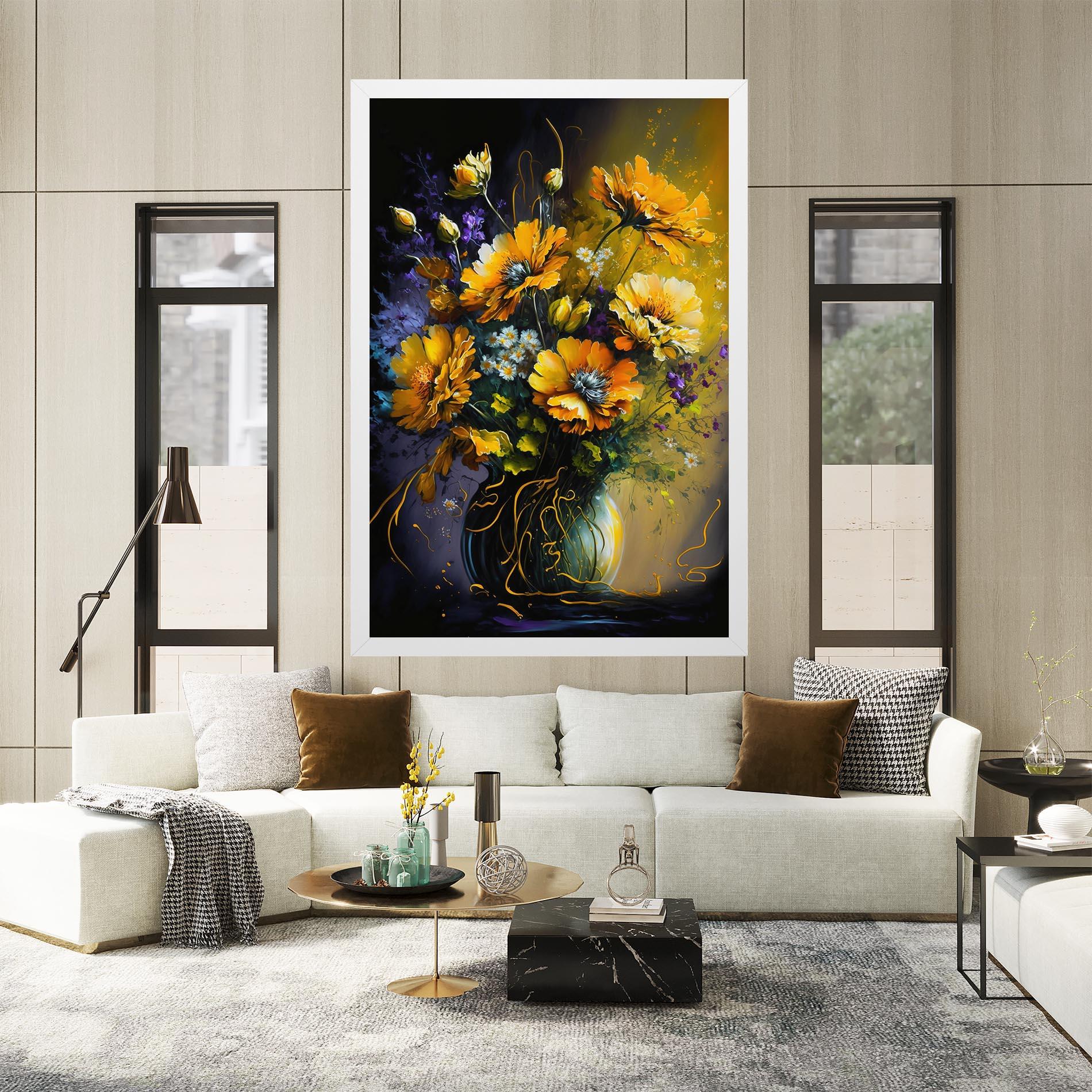 Vászonkép Yellow Flower Art Vase mockup 2