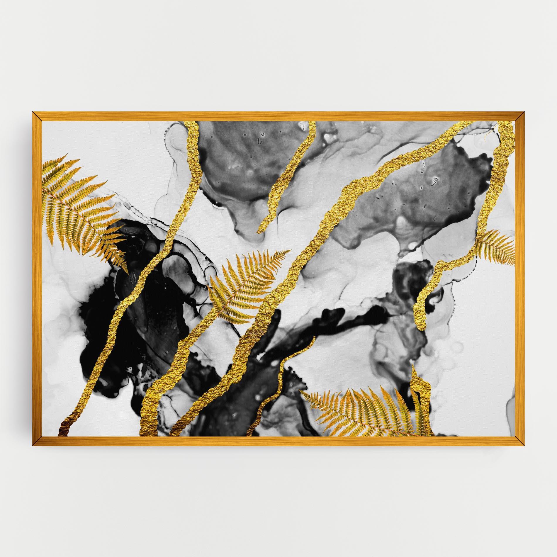Vászonkép Abstract Golden Leaves mockup 0