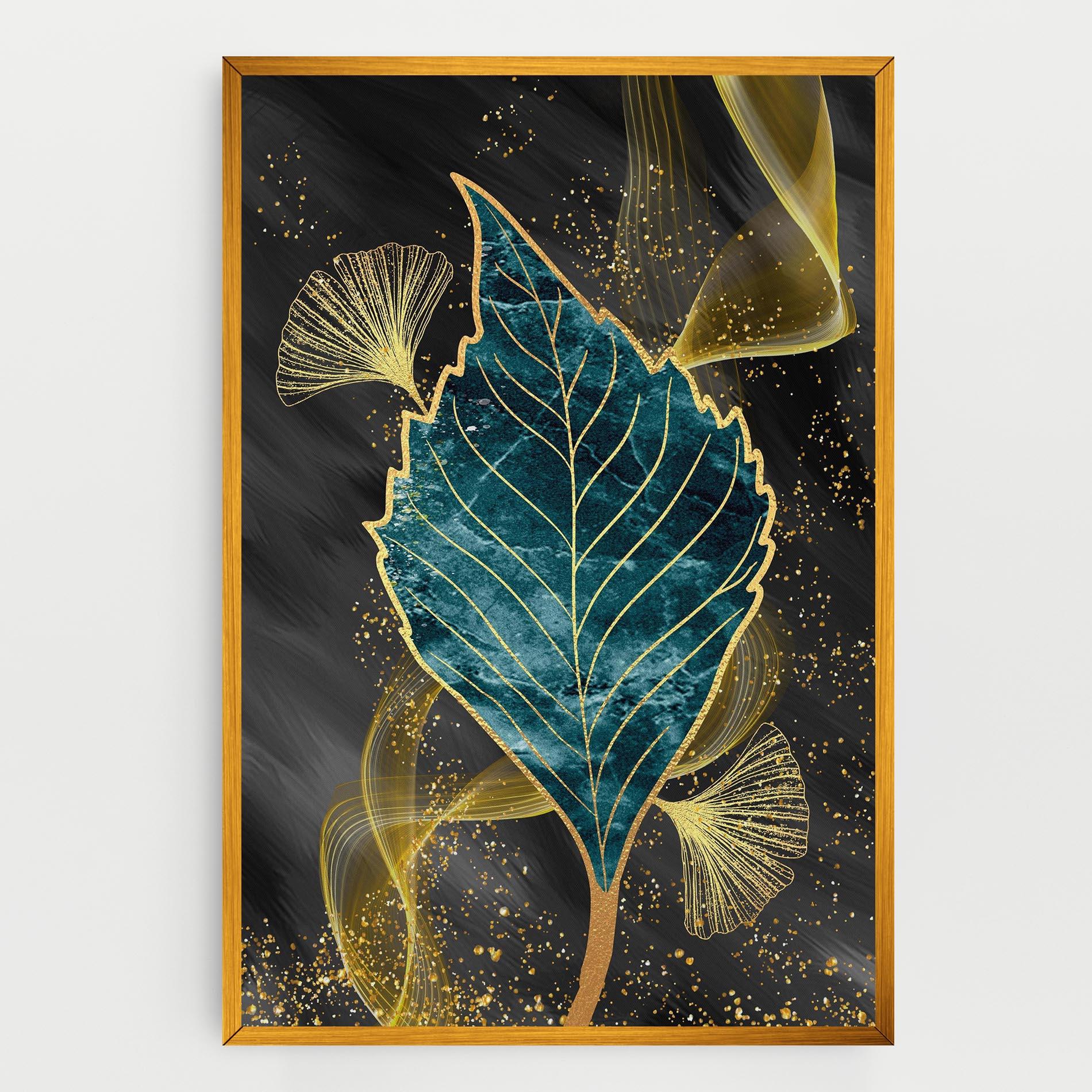 Vászonkép Golden Leaves Blue mockup 0
