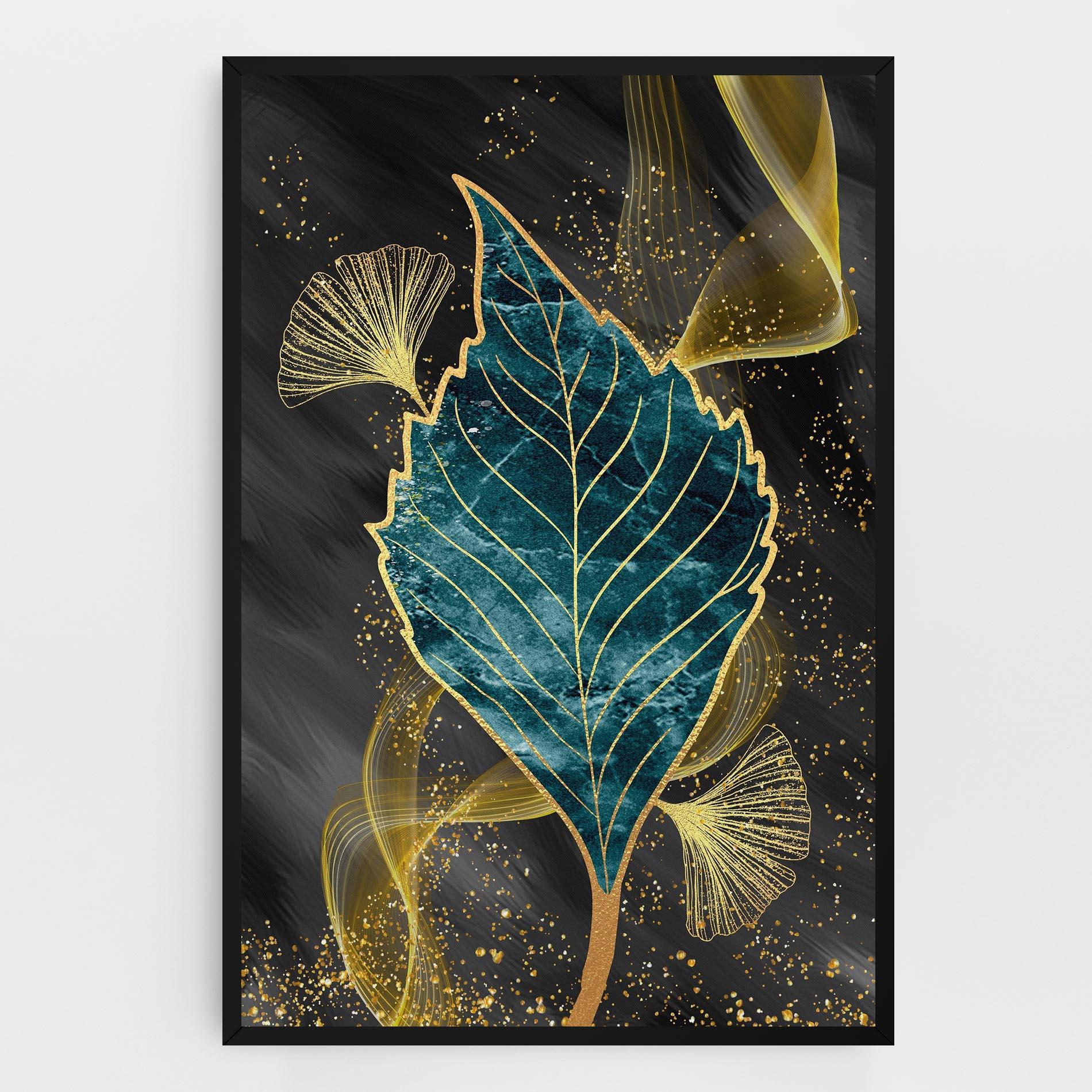 Vászonkép Golden Leaves Blue mockup 0