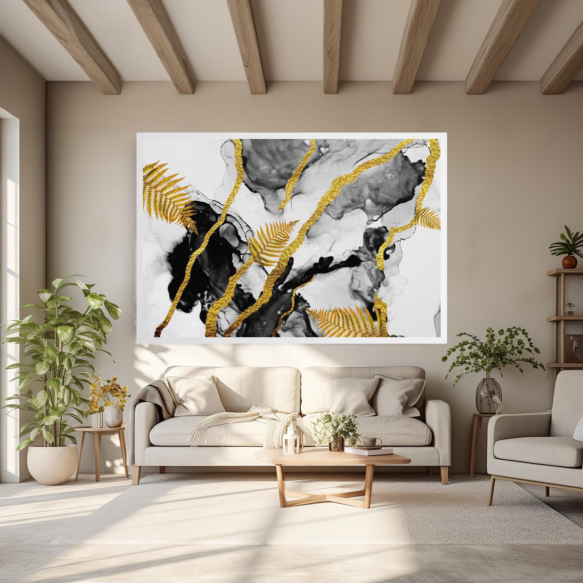 Vászonkép Abstract Golden Leaves mockup 6