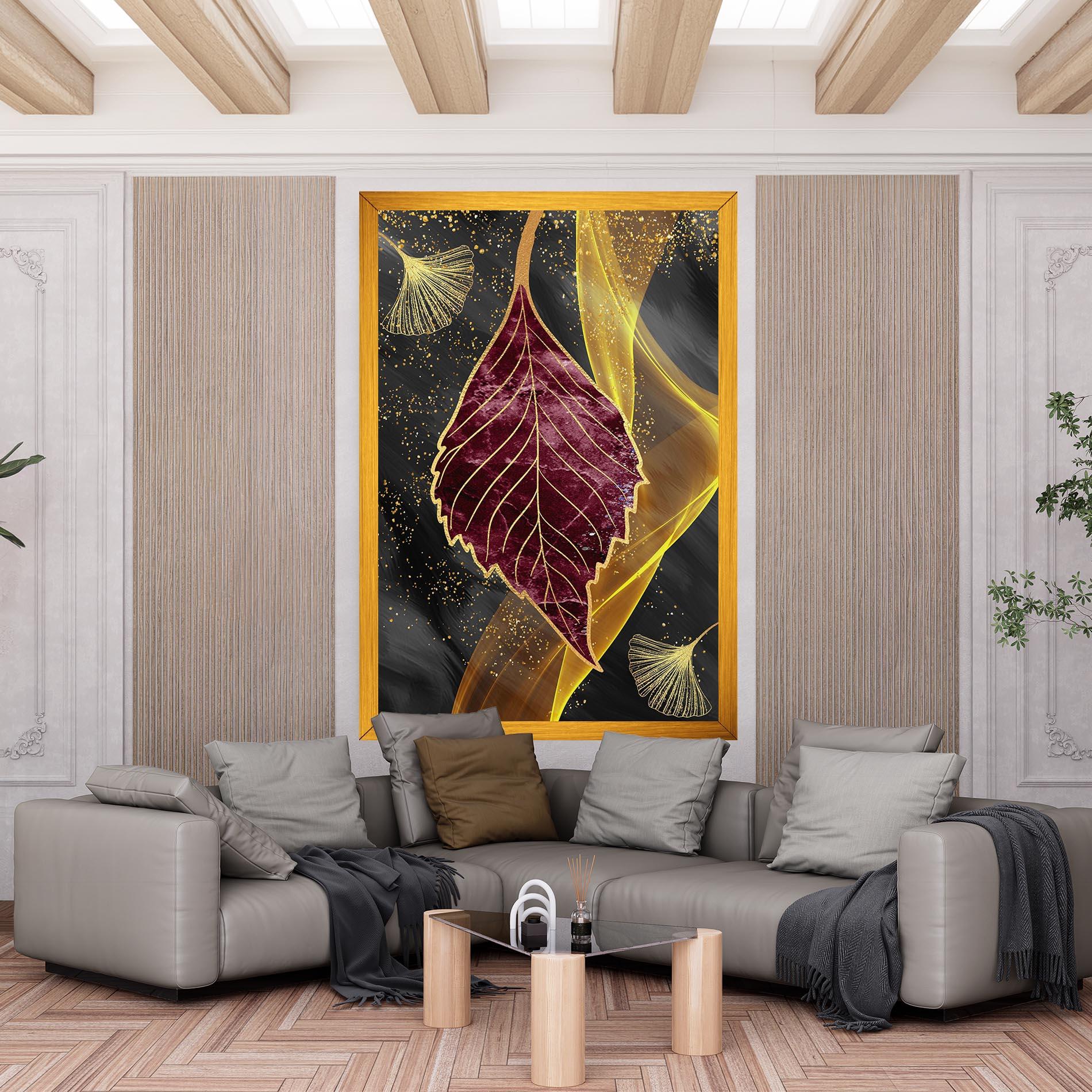 Vászonkép Golden Leaves Red mockup 6