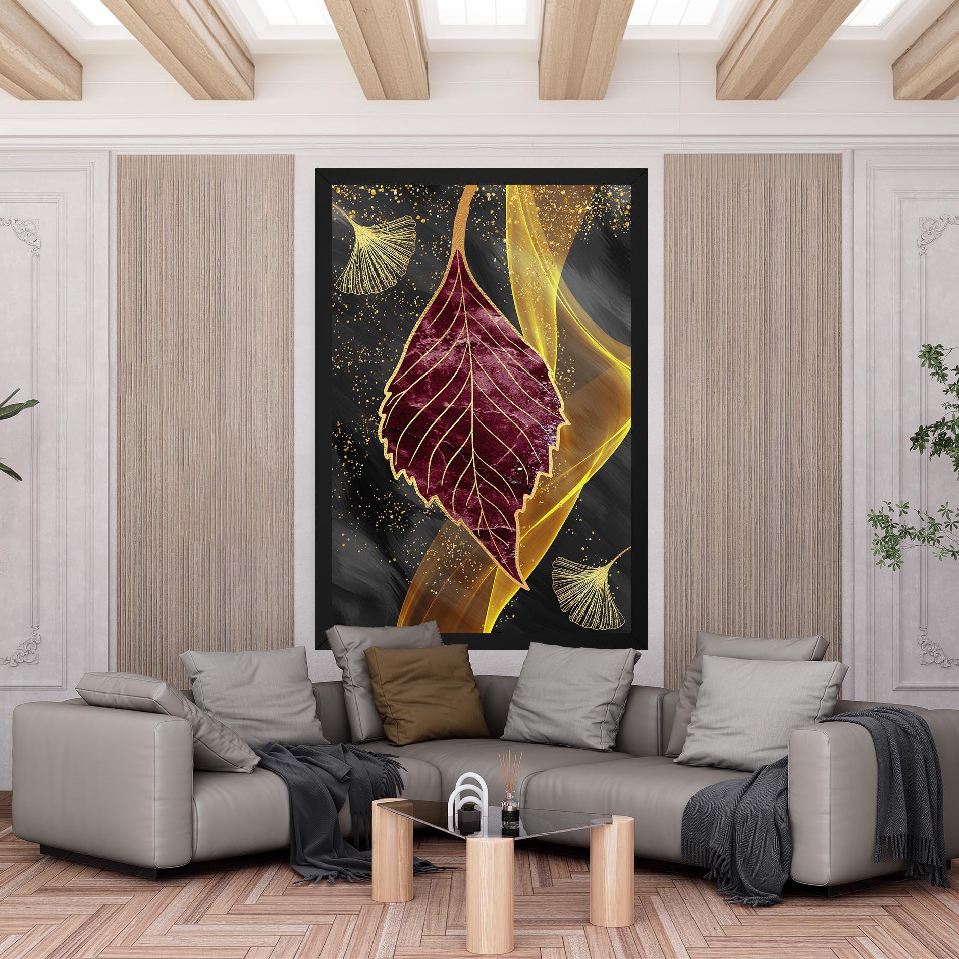 Vászonkép Golden Leaves Red mockup 6