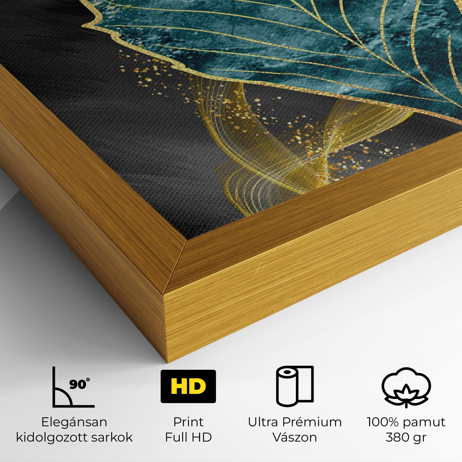Vászonkép Golden Leaves Blue mockup 4