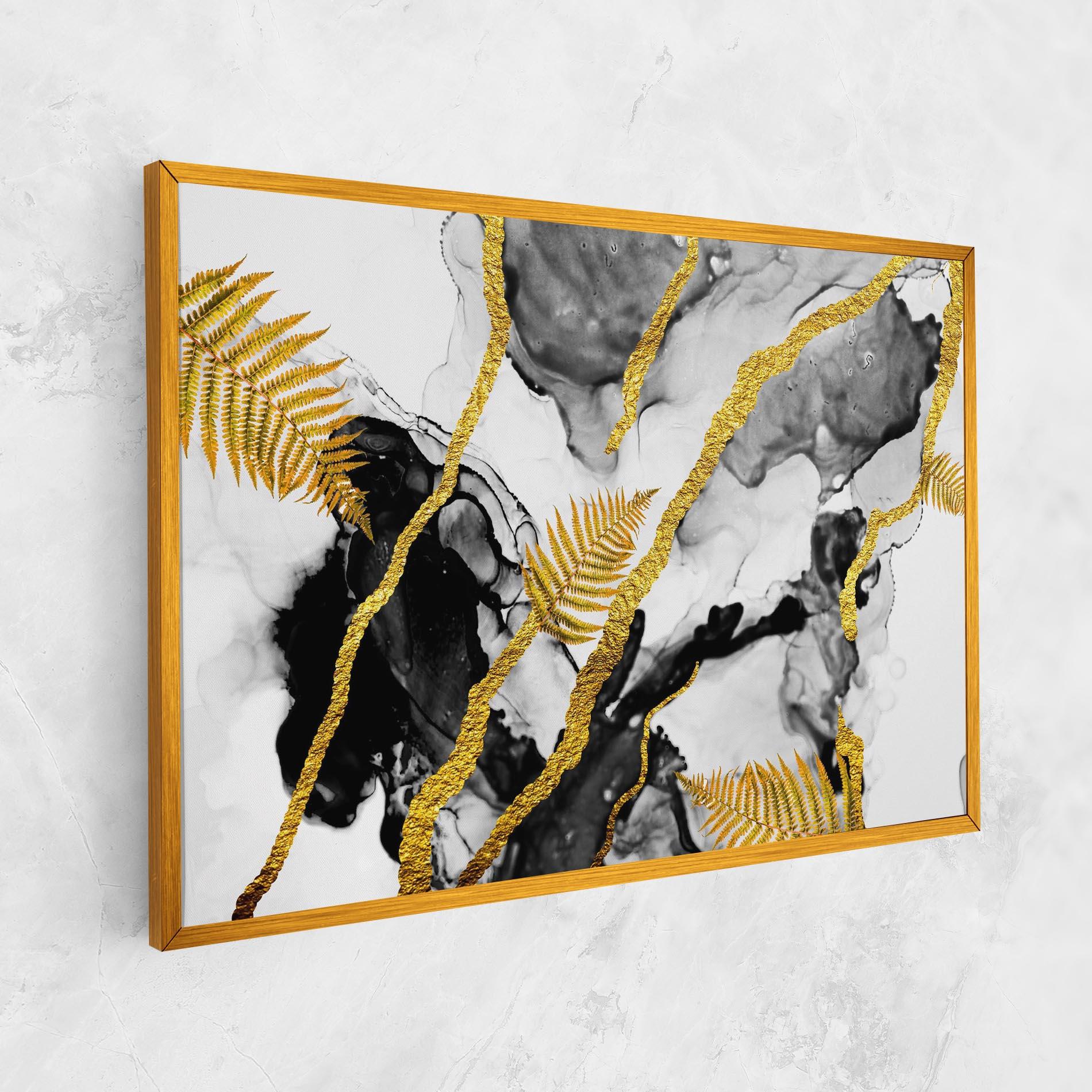 Vászonkép Abstract Golden Leaves mockup 1