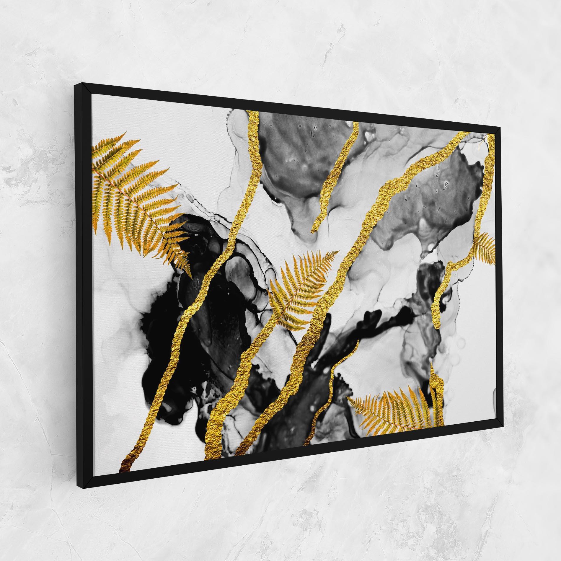 Vászonkép Abstract Golden Leaves mockup 1