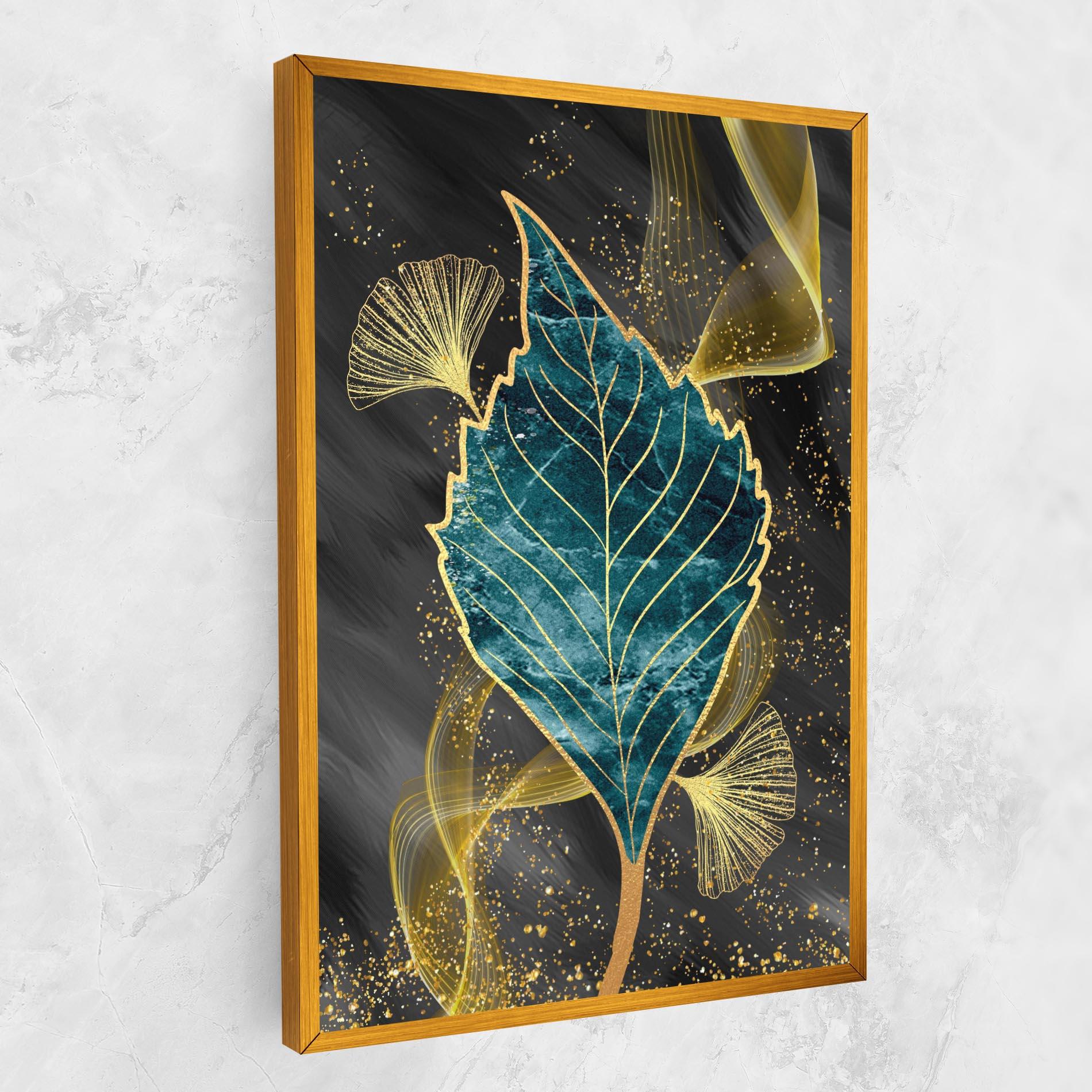 Vászonkép Golden Leaves Blue mockup 1