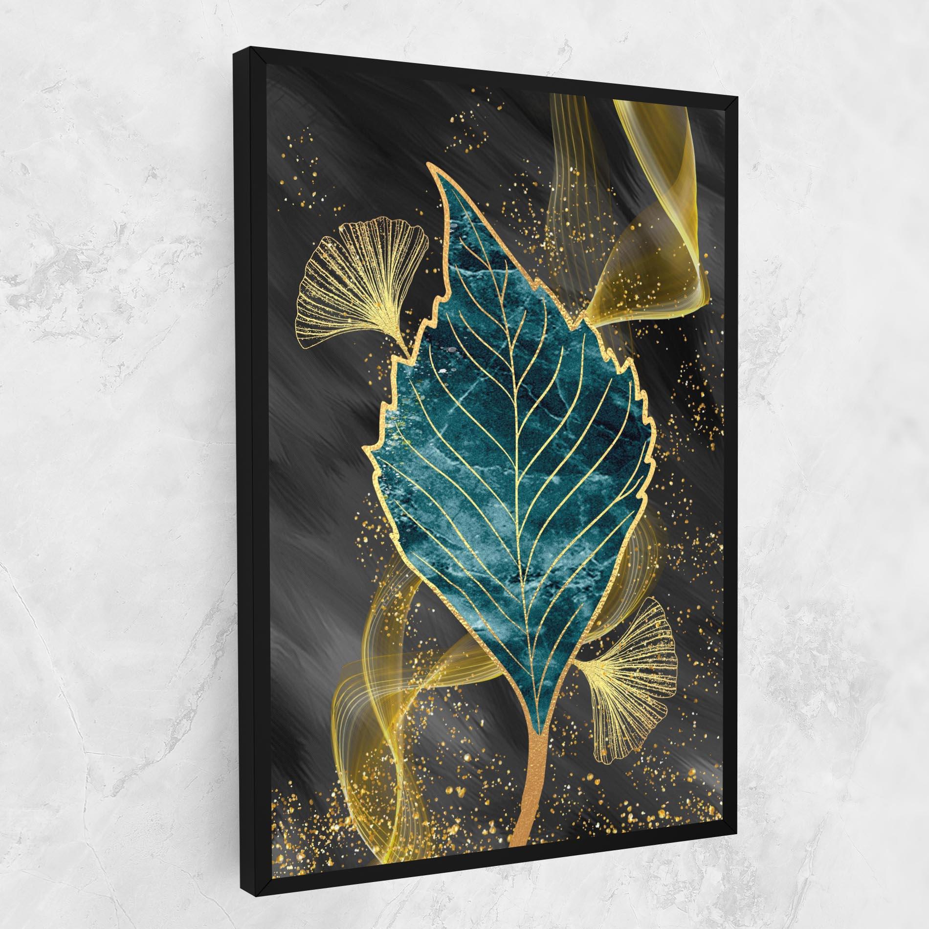 Vászonkép Golden Leaves Blue mockup 1
