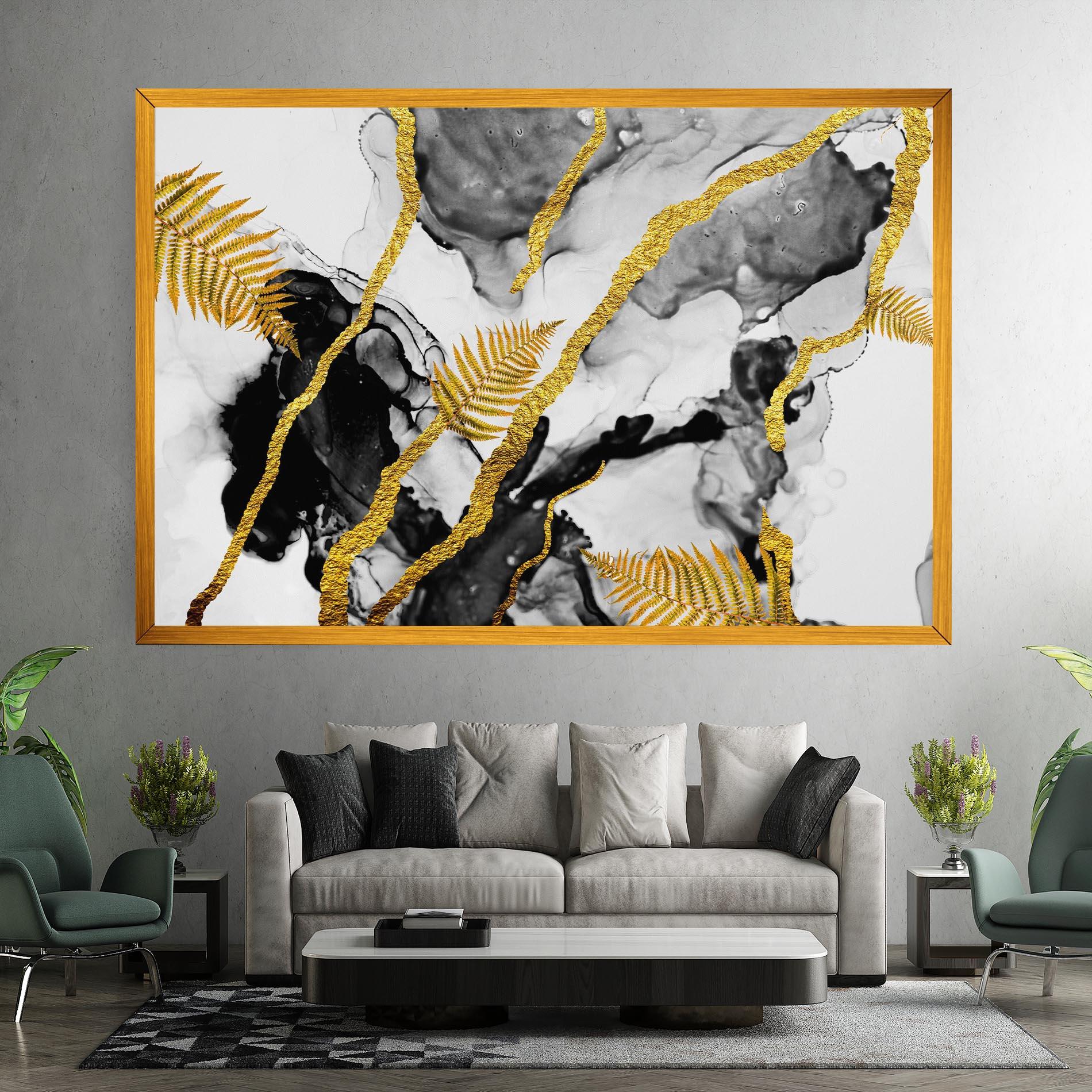 Vászonkép Abstract Golden Leaves mockup 7