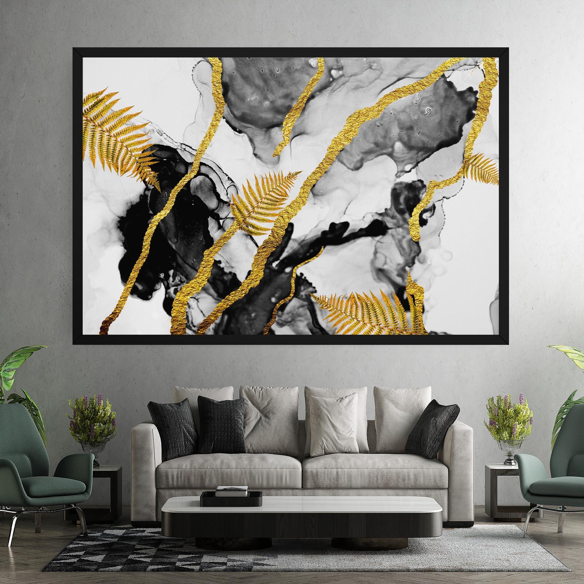 Vászonkép Abstract Golden Leaves mockup 7