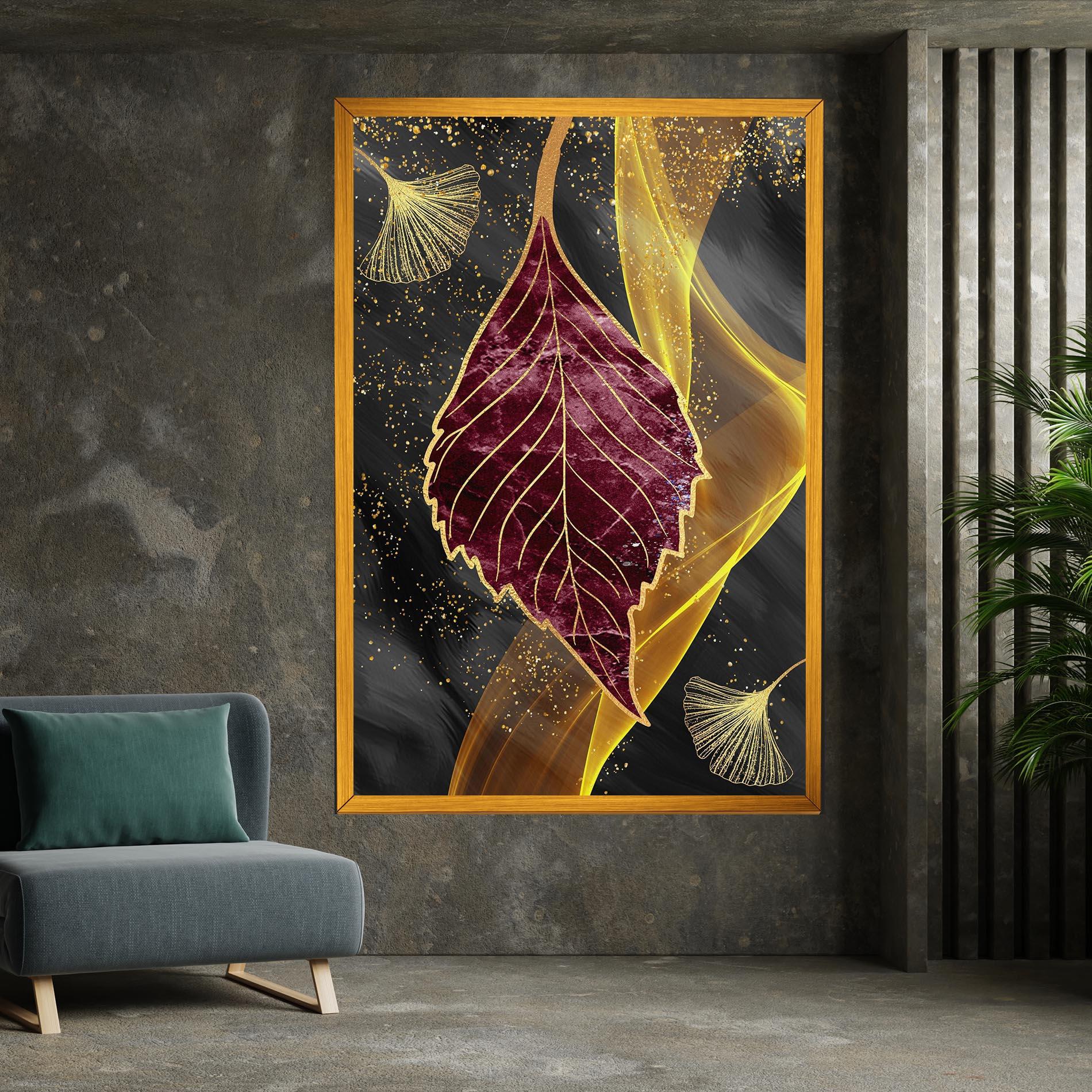 Vászonkép Golden Leaves Red mockup 7