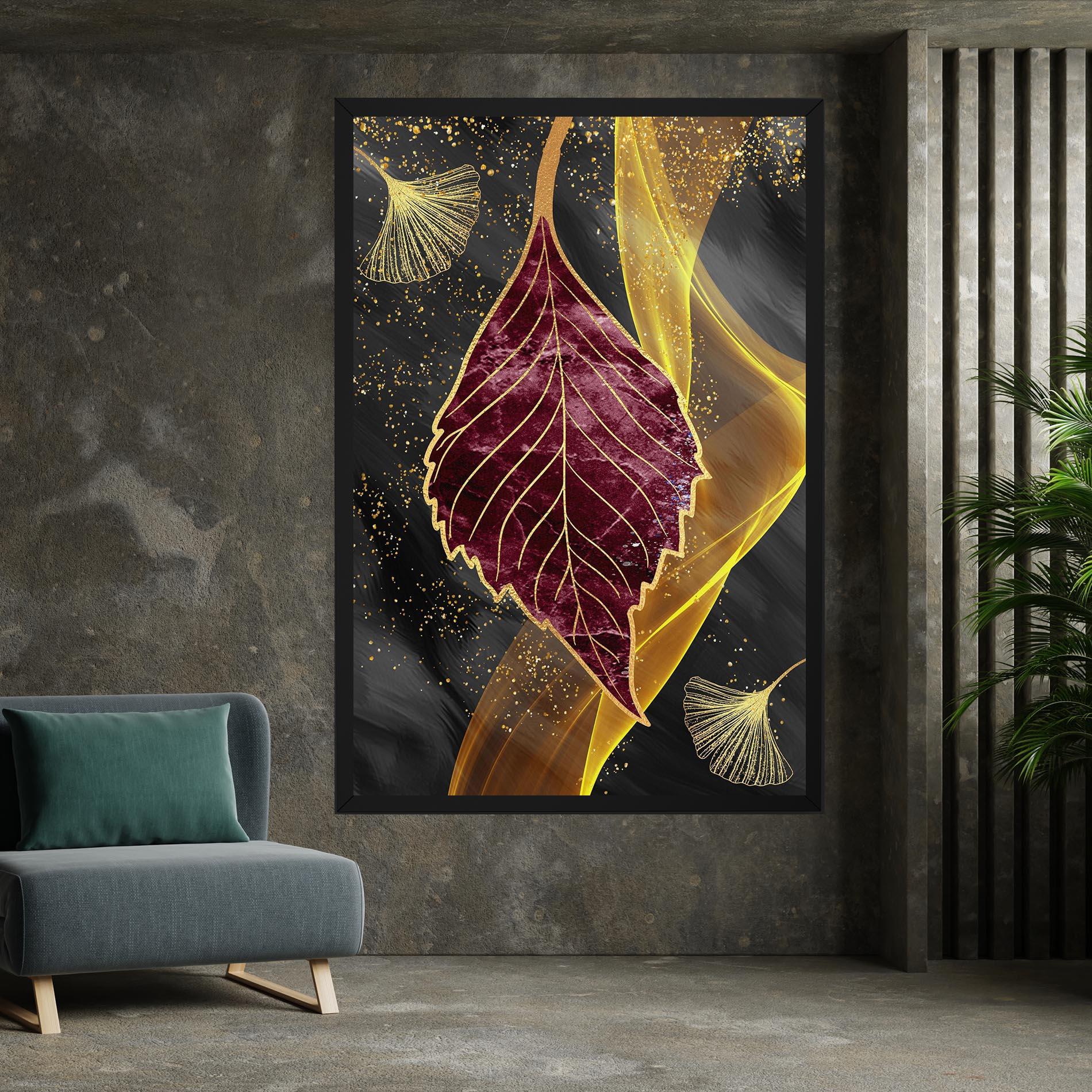 Vászonkép Golden Leaves Red mockup 7