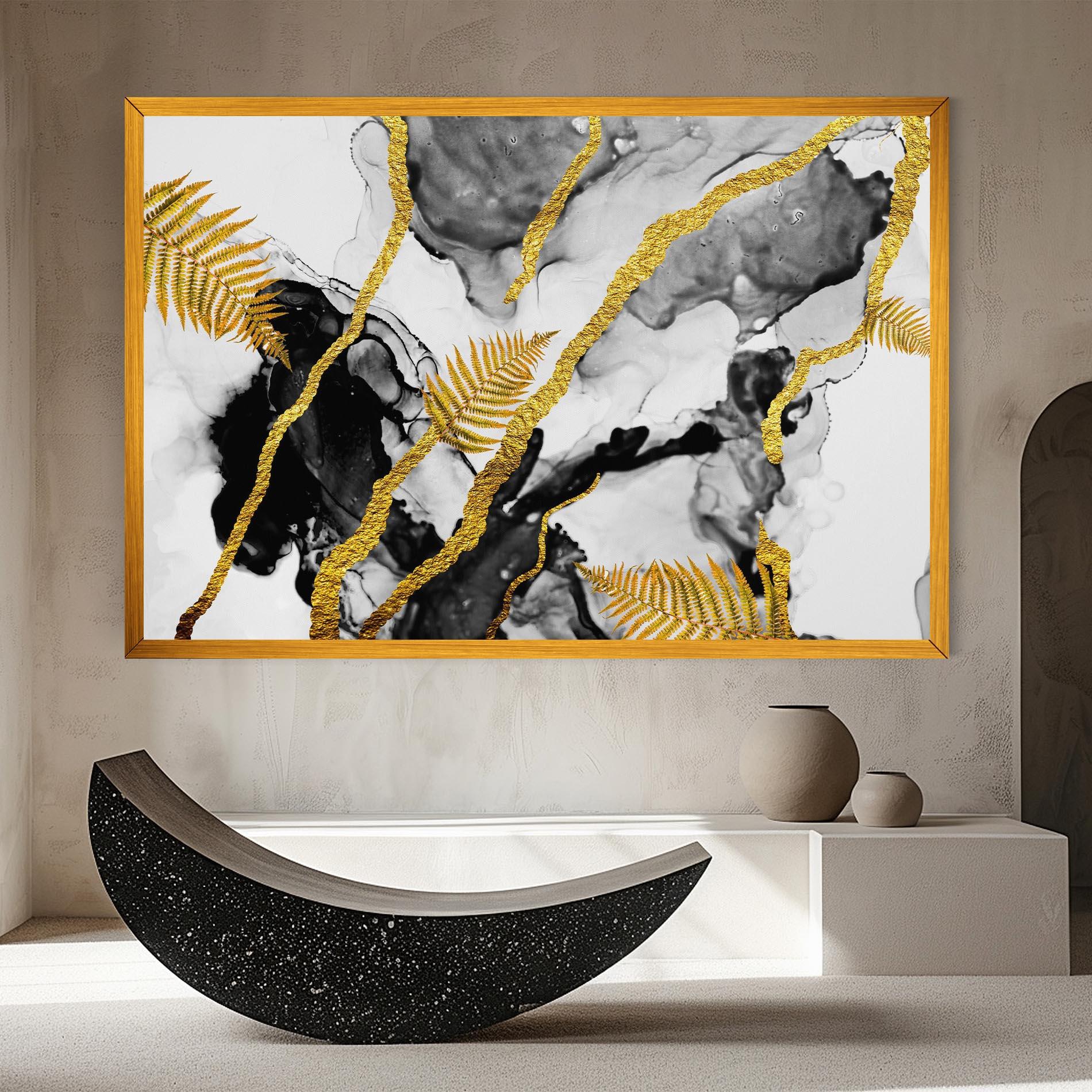 Vászonkép Abstract Golden Leaves mockup 8