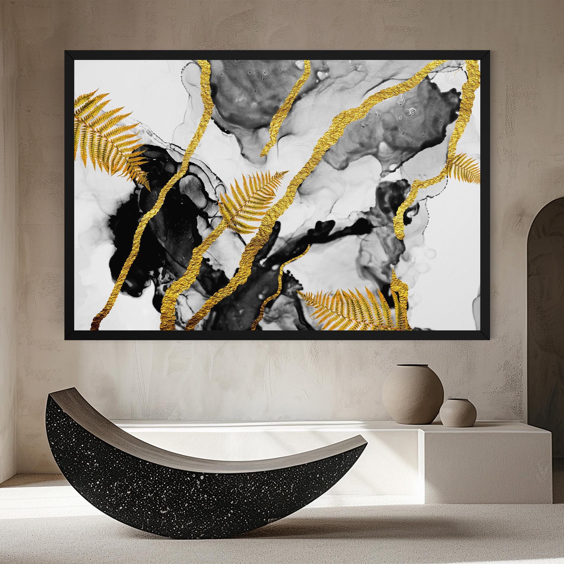 Vászonkép Abstract Golden Leaves mockup 8