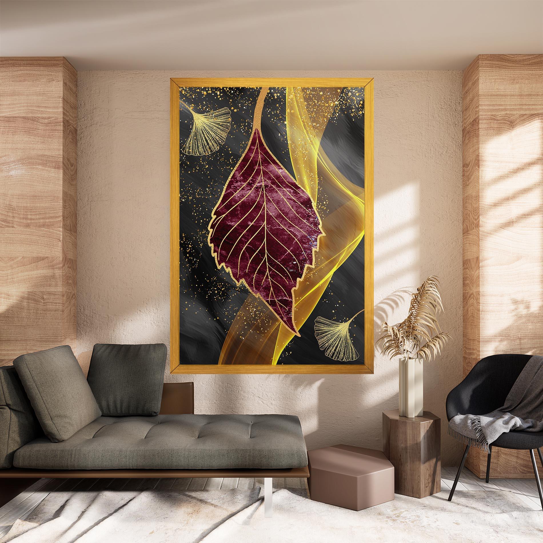 Vászonkép Golden Leaves Red mockup 8