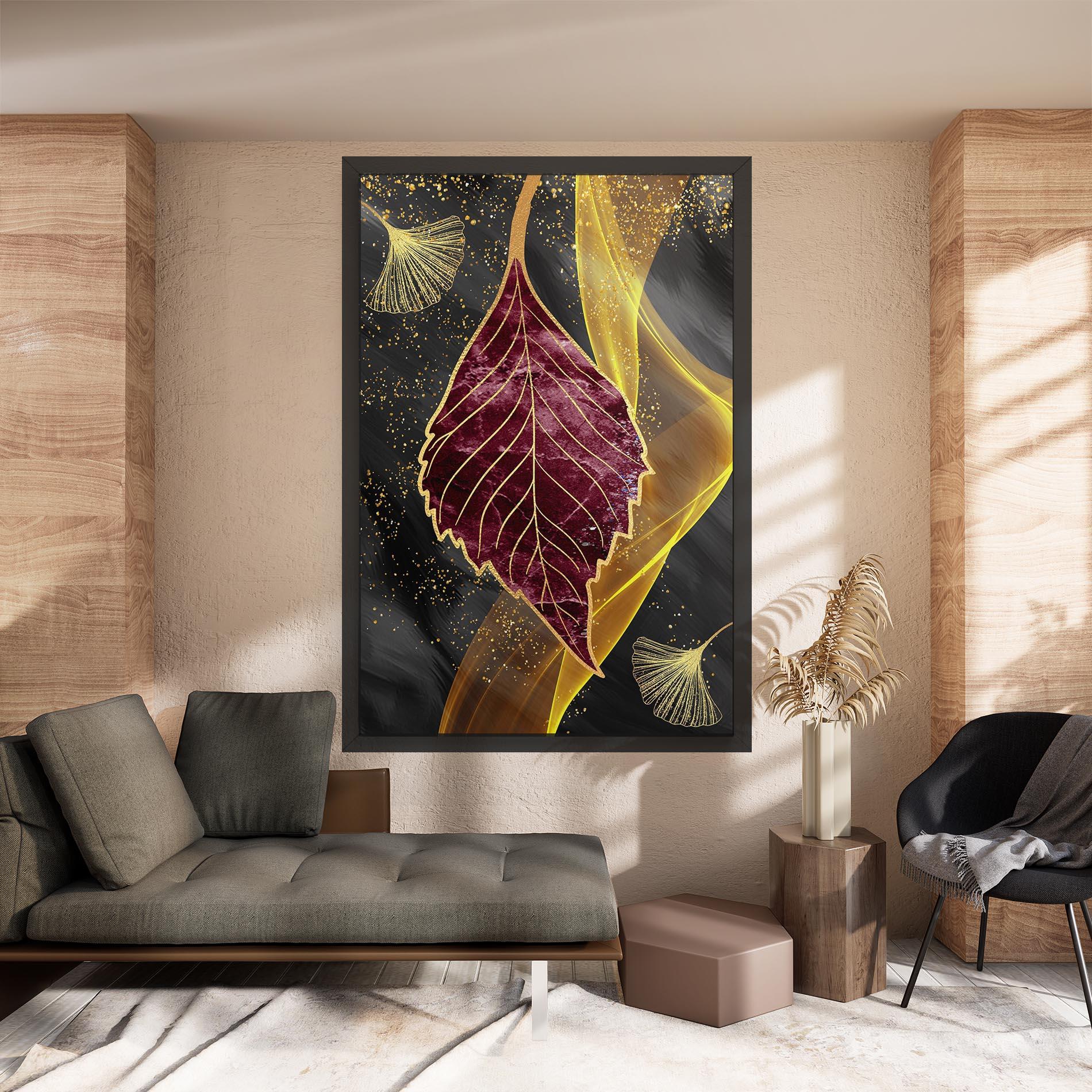 Vászonkép Golden Leaves Red mockup 8