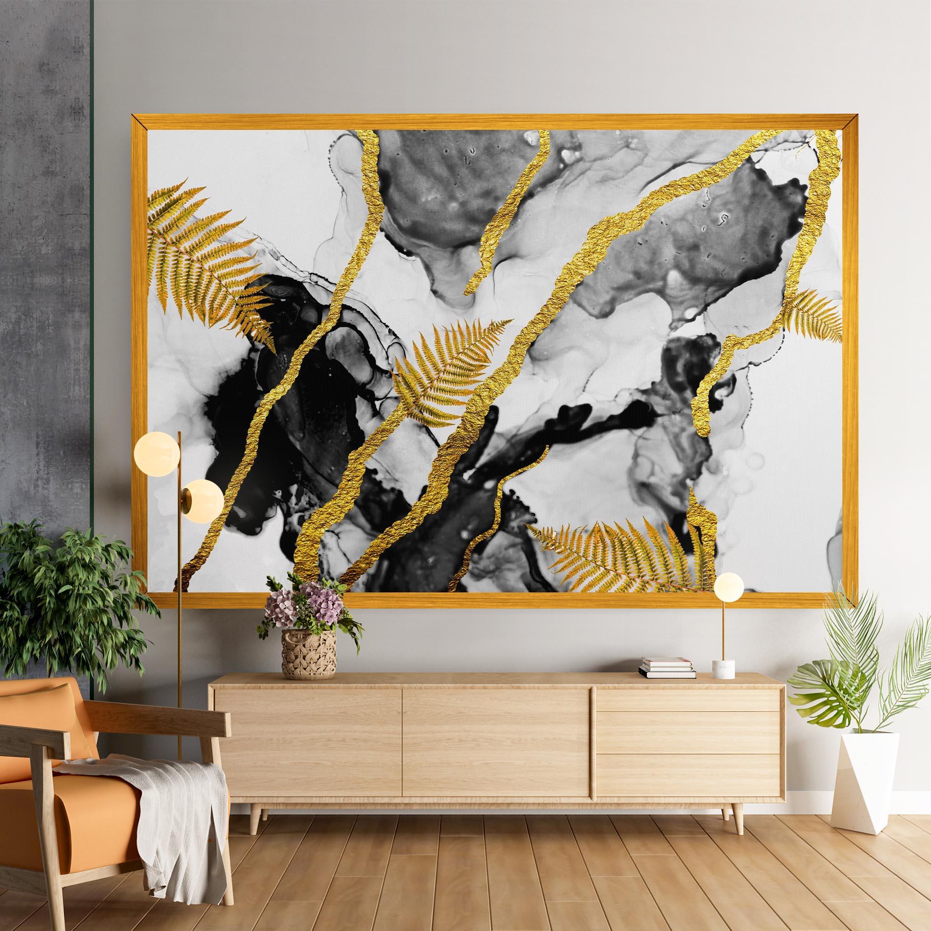 Vászonkép Abstract Golden Leaves mockup 9