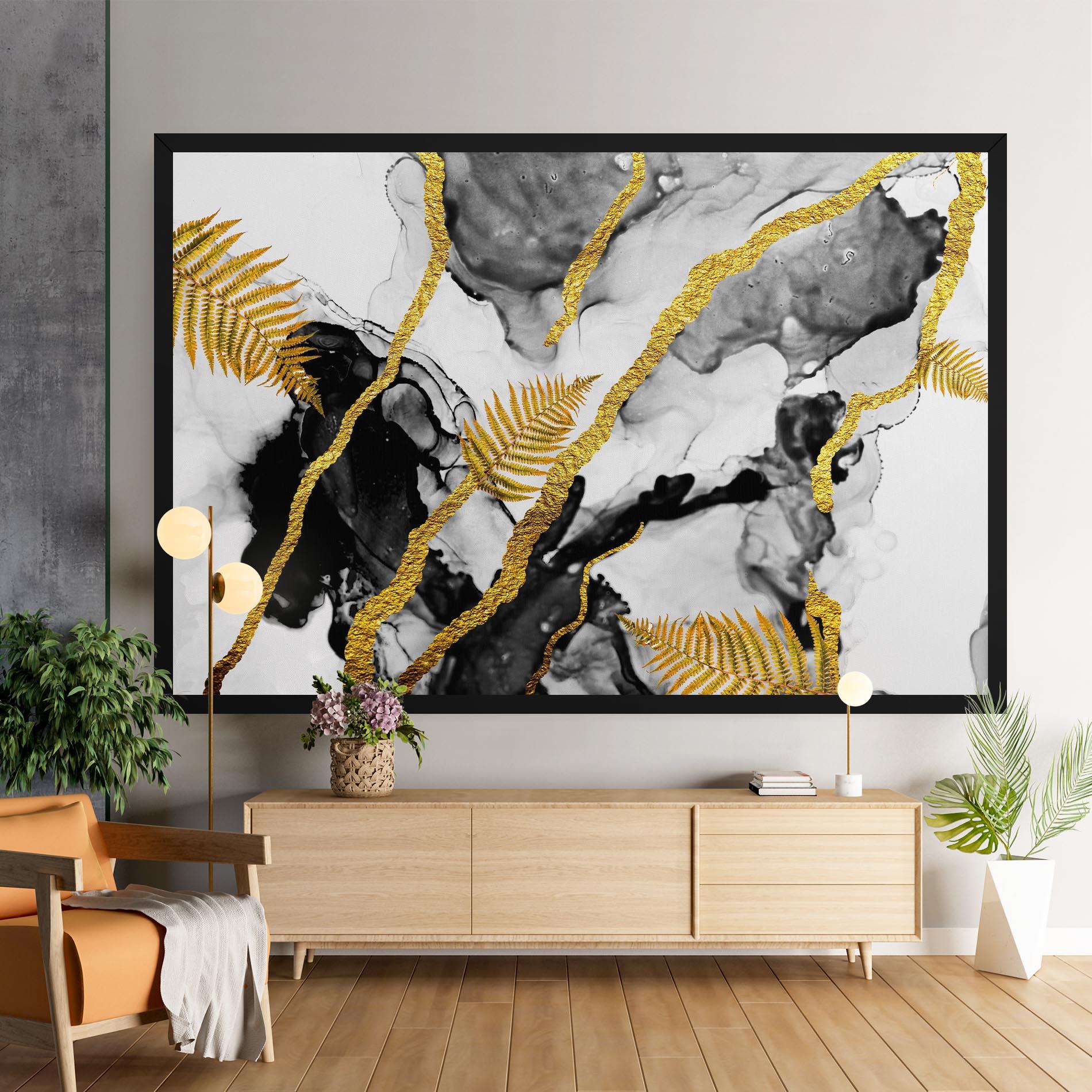 Vászonkép Abstract Golden Leaves mockup 9