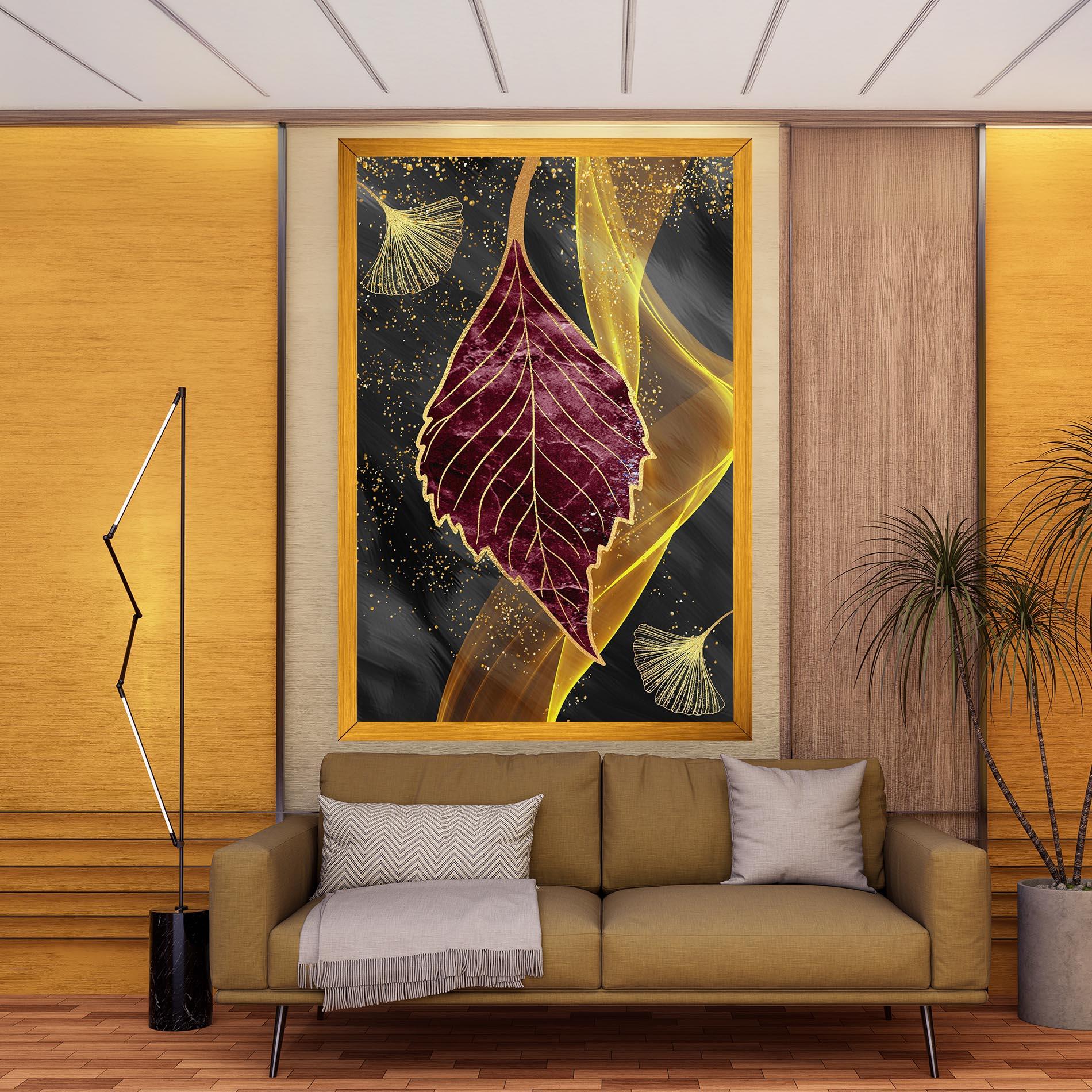 Vászonkép Golden Leaves Red mockup 9