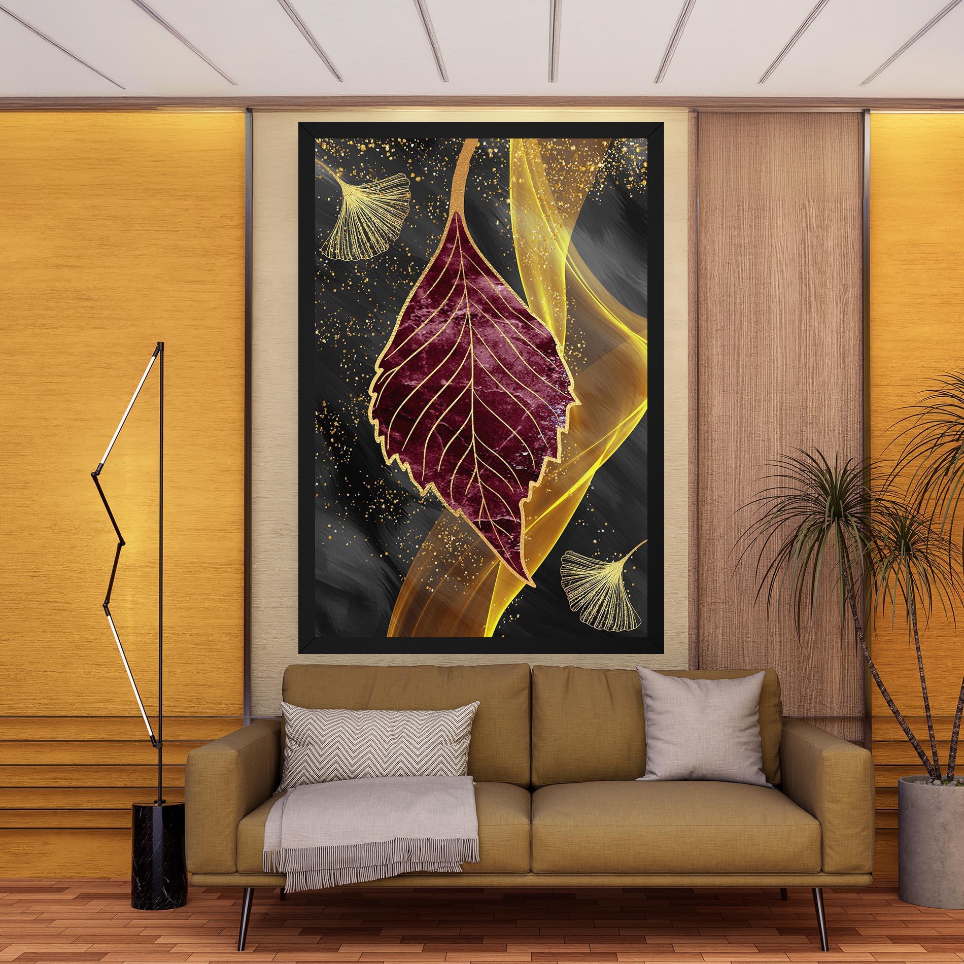 Vászonkép Golden Leaves Red mockup 9