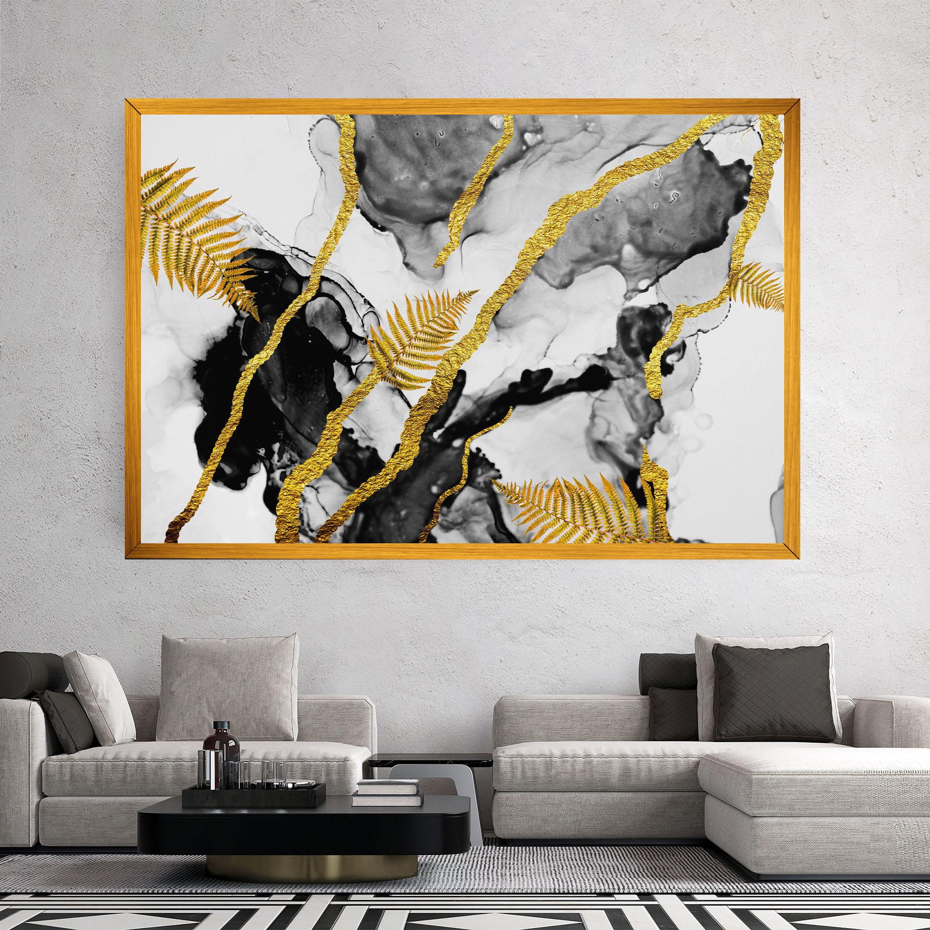 Vászonkép Abstract Golden Leaves mockup 2