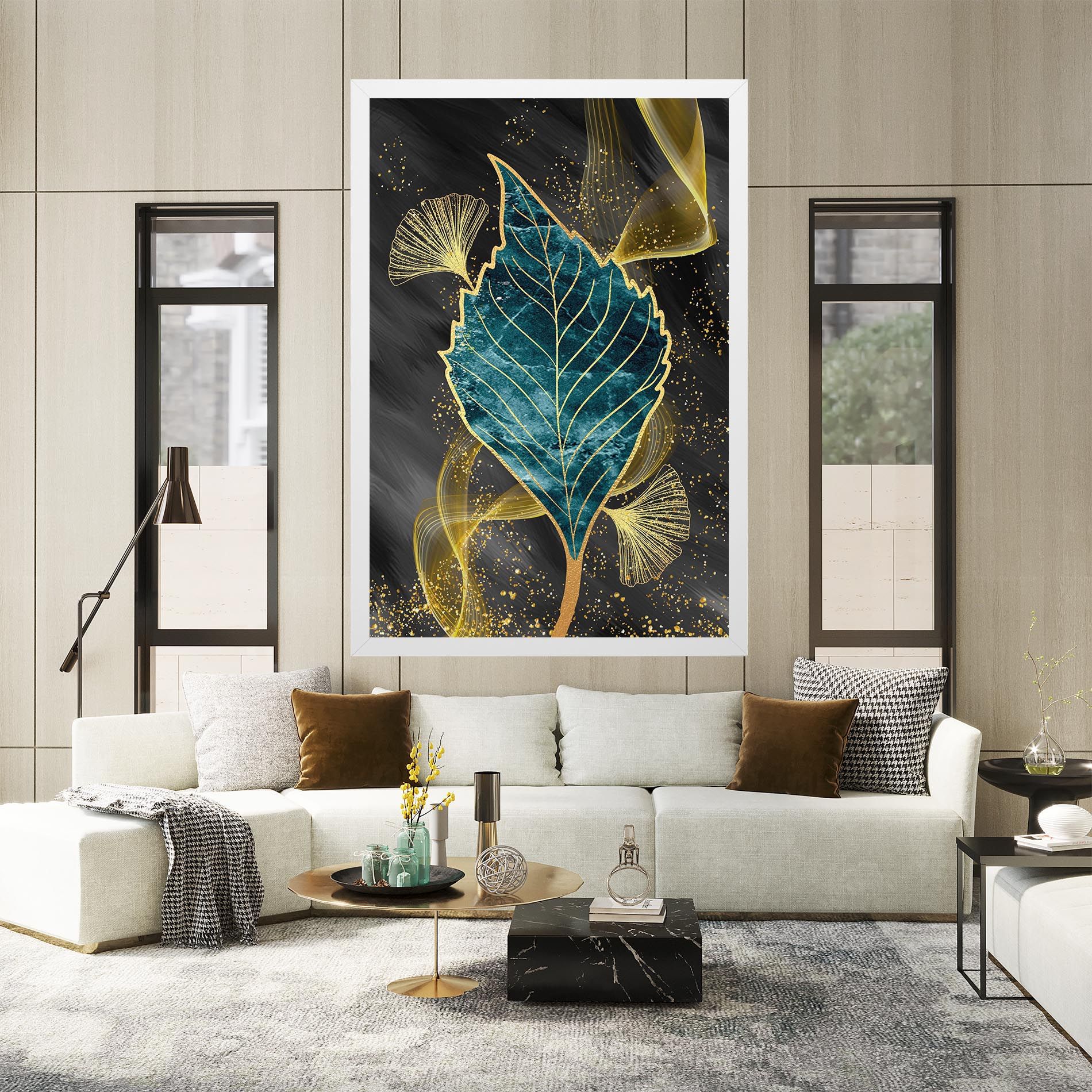 Golden Leaves Blue mockup 2