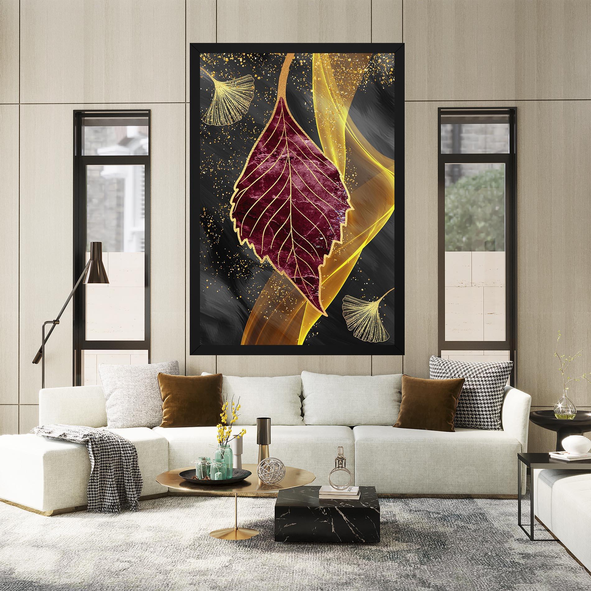 Vászonkép Golden Leaves Red mockup 2