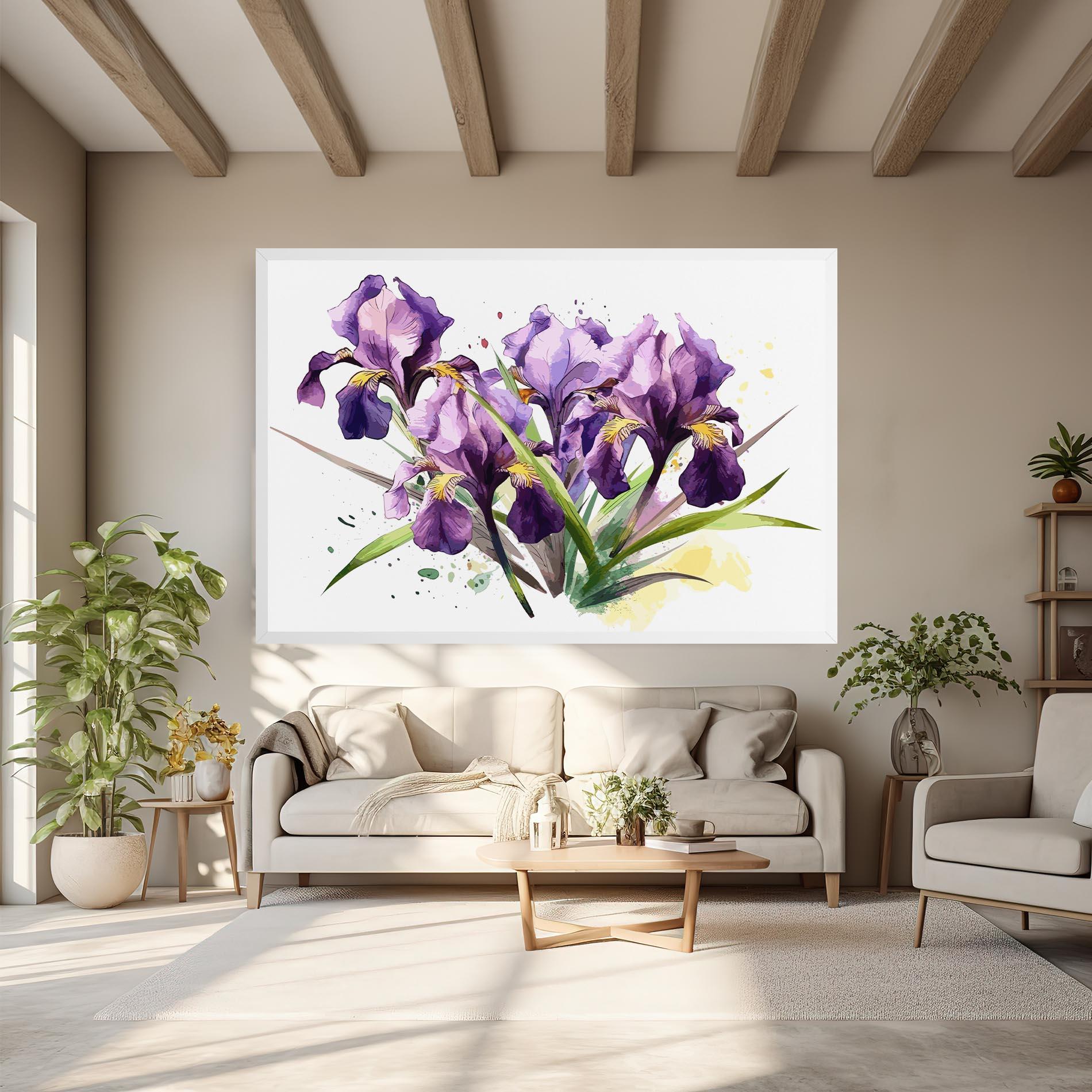 Vászonkép Watercolor Purple Iris mockup 6