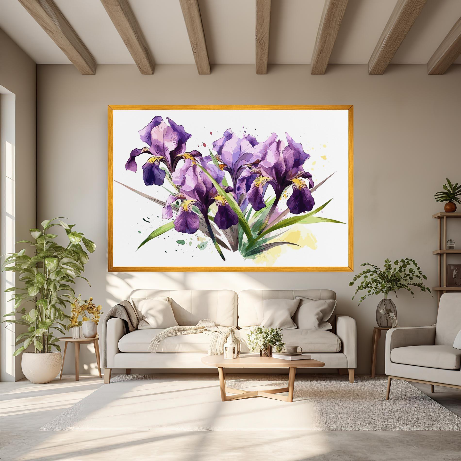 Vászonkép Watercolor Purple Iris mockup 6