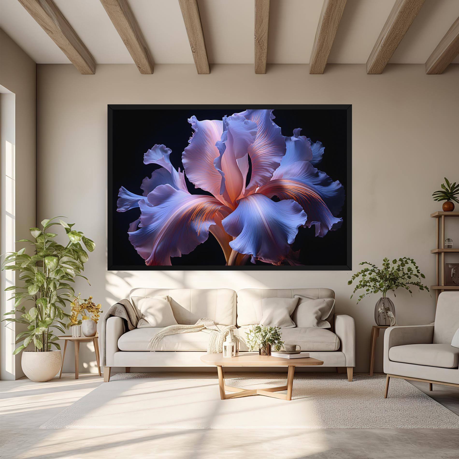Vászonkép Elegant Iris On Black mockup 6
