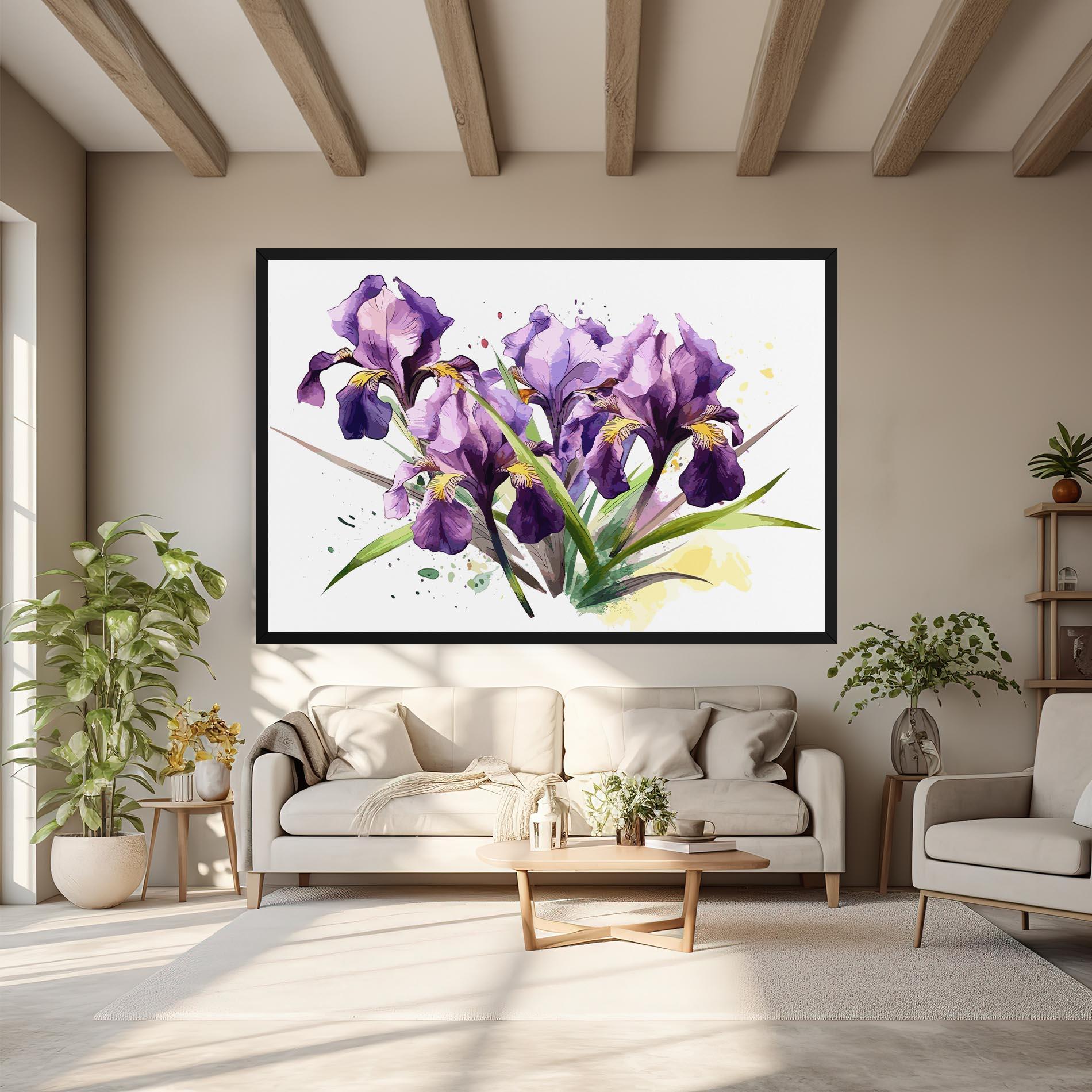 Vászonkép Watercolor Purple Iris mockup 6
