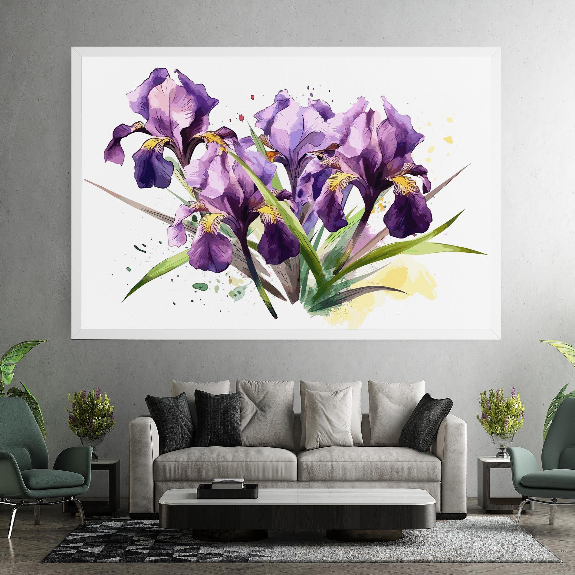 Vászonkép Watercolor Purple Iris mockup 7