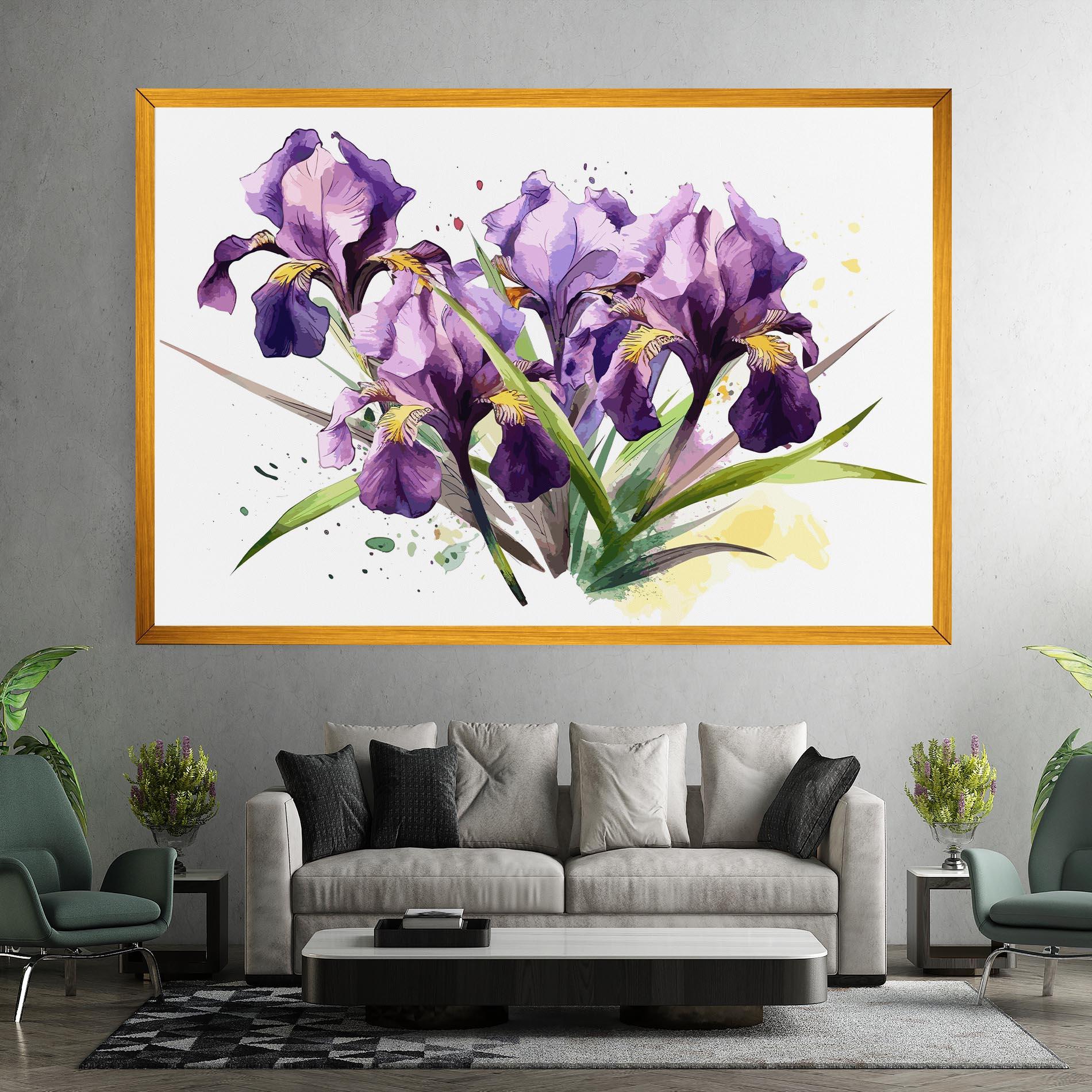 Vászonkép Watercolor Purple Iris mockup 7