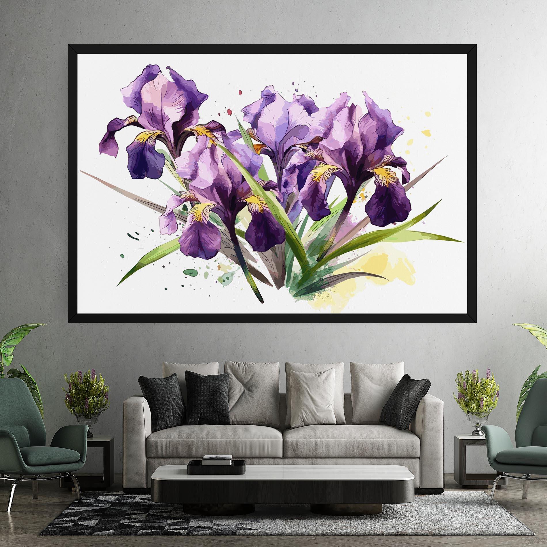 Vászonkép Watercolor Purple Iris mockup 7