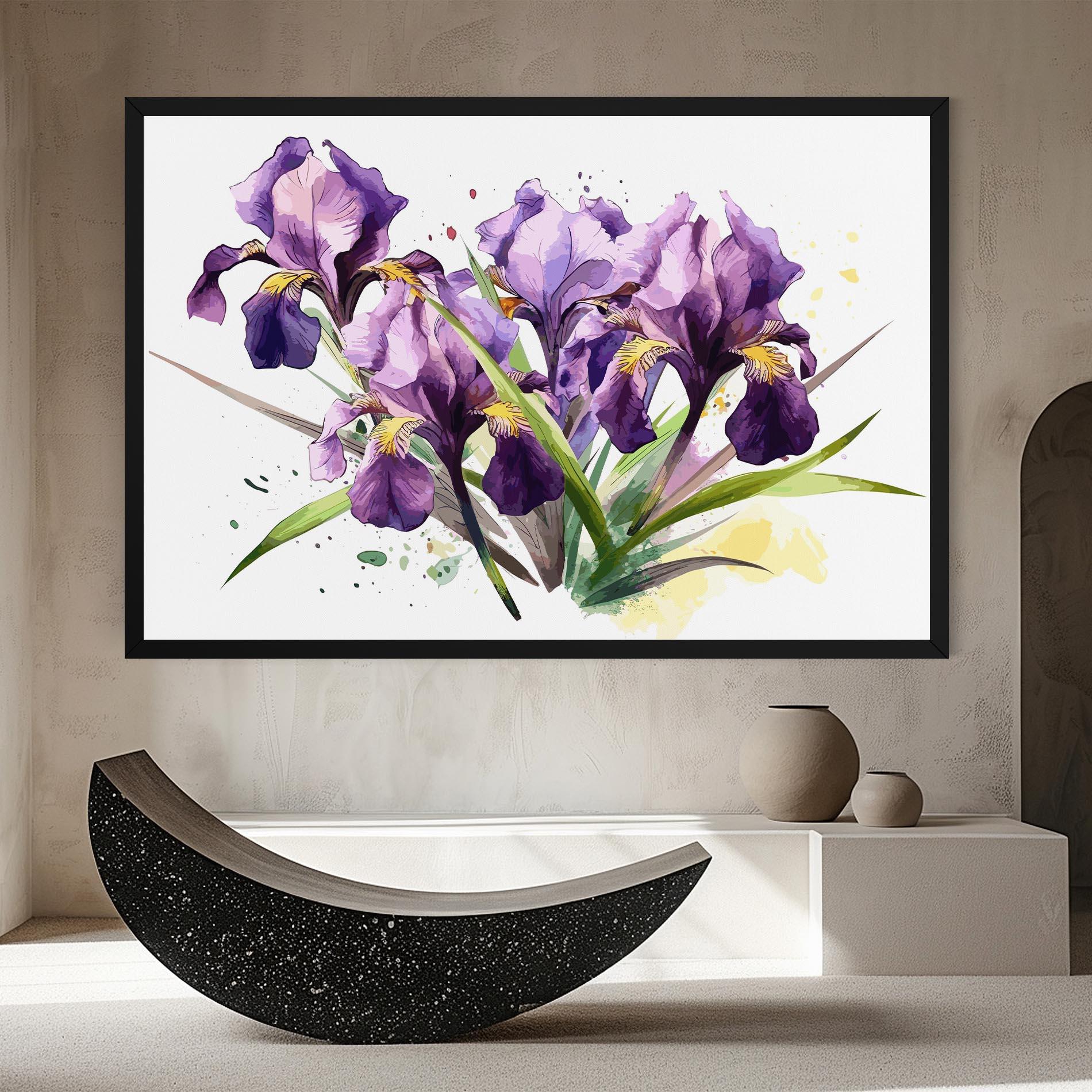 Vászonkép Watercolor Purple Iris mockup 8