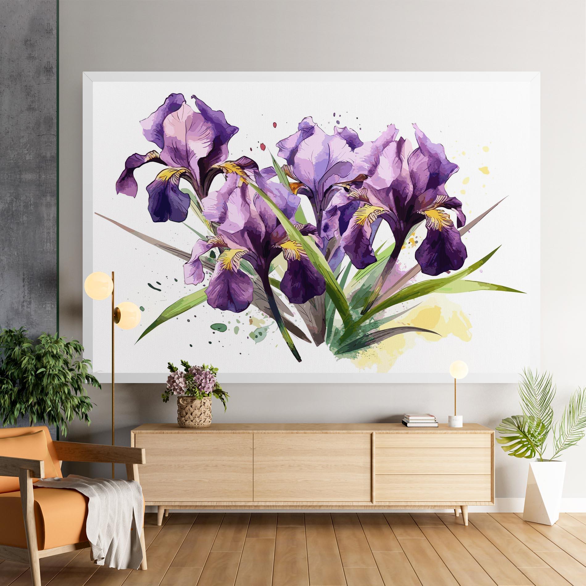 Vászonkép Watercolor Purple Iris mockup 9