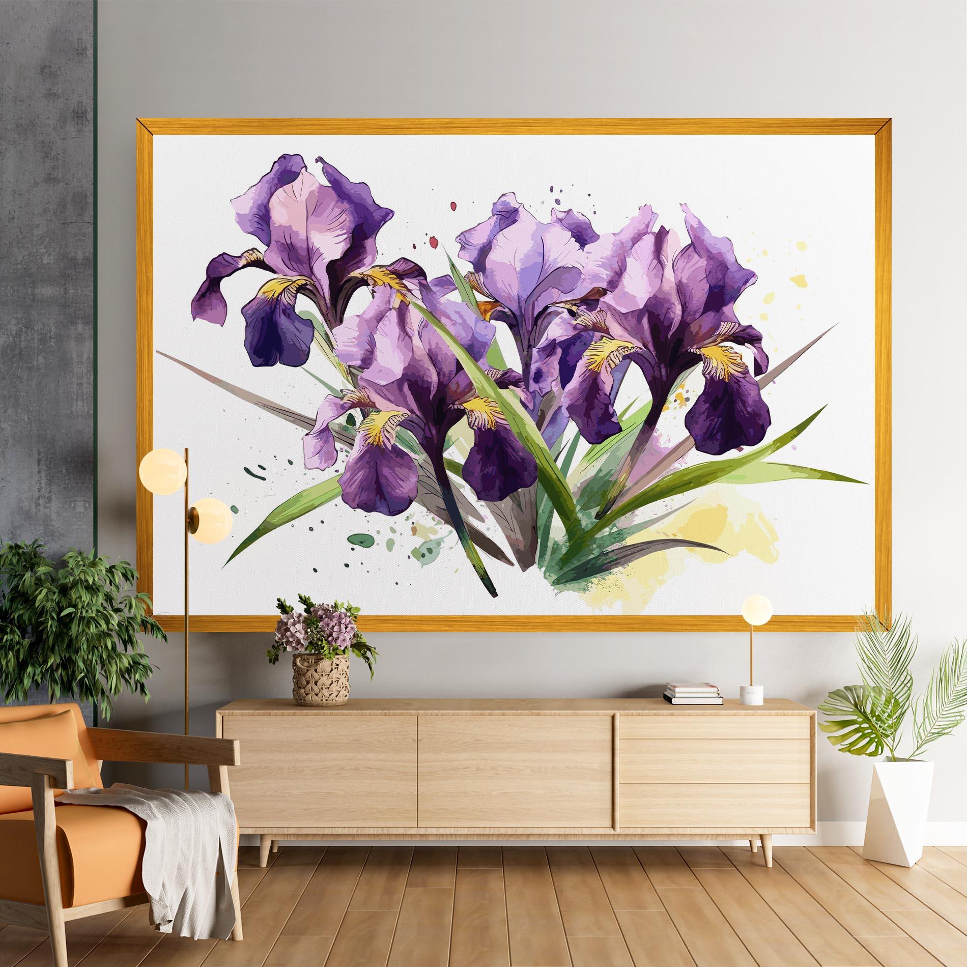 Vászonkép Watercolor Purple Iris mockup 9