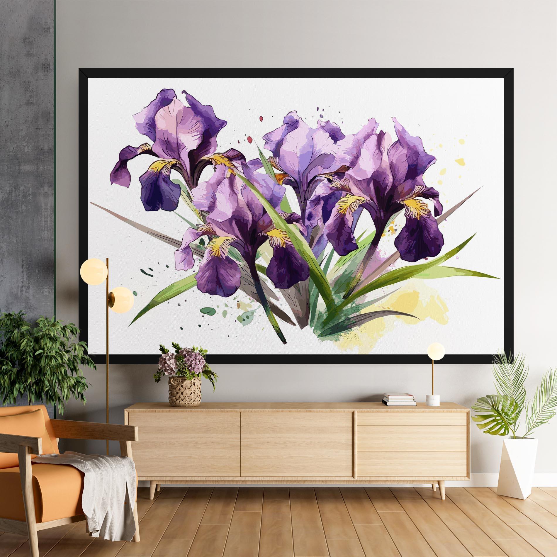 Vászonkép Watercolor Purple Iris mockup 9