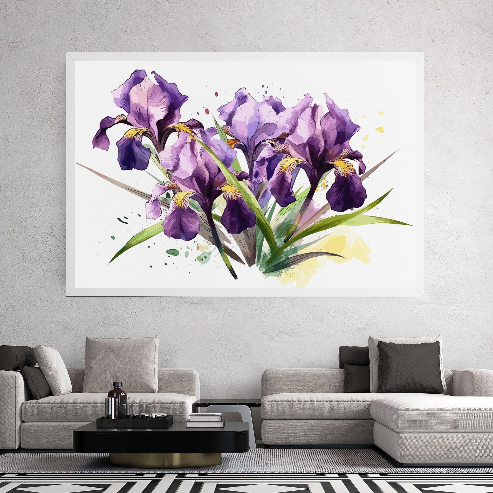 Vászonkép Watercolor Purple Iris mockup 2