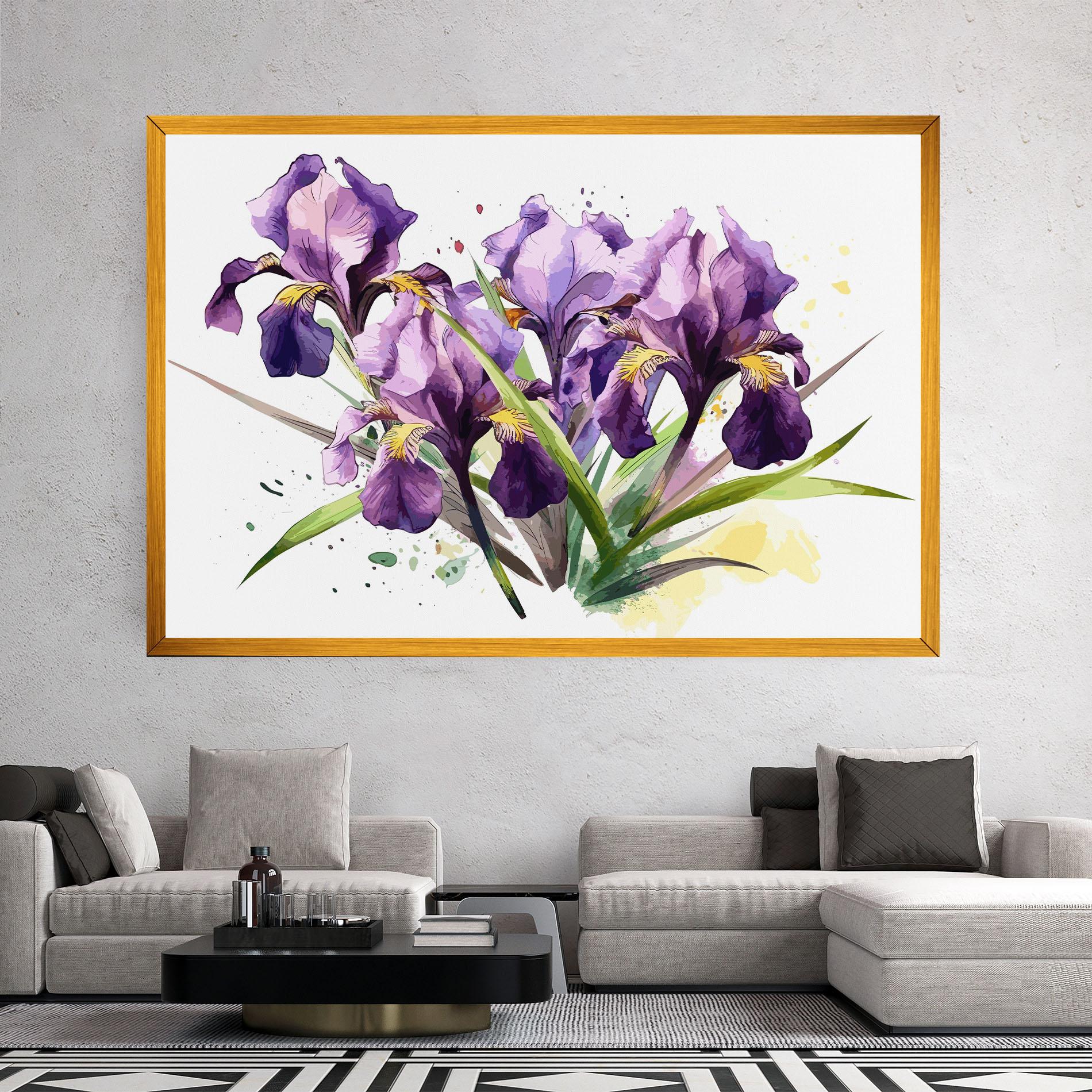 Vászonkép Watercolor Purple Iris mockup 2