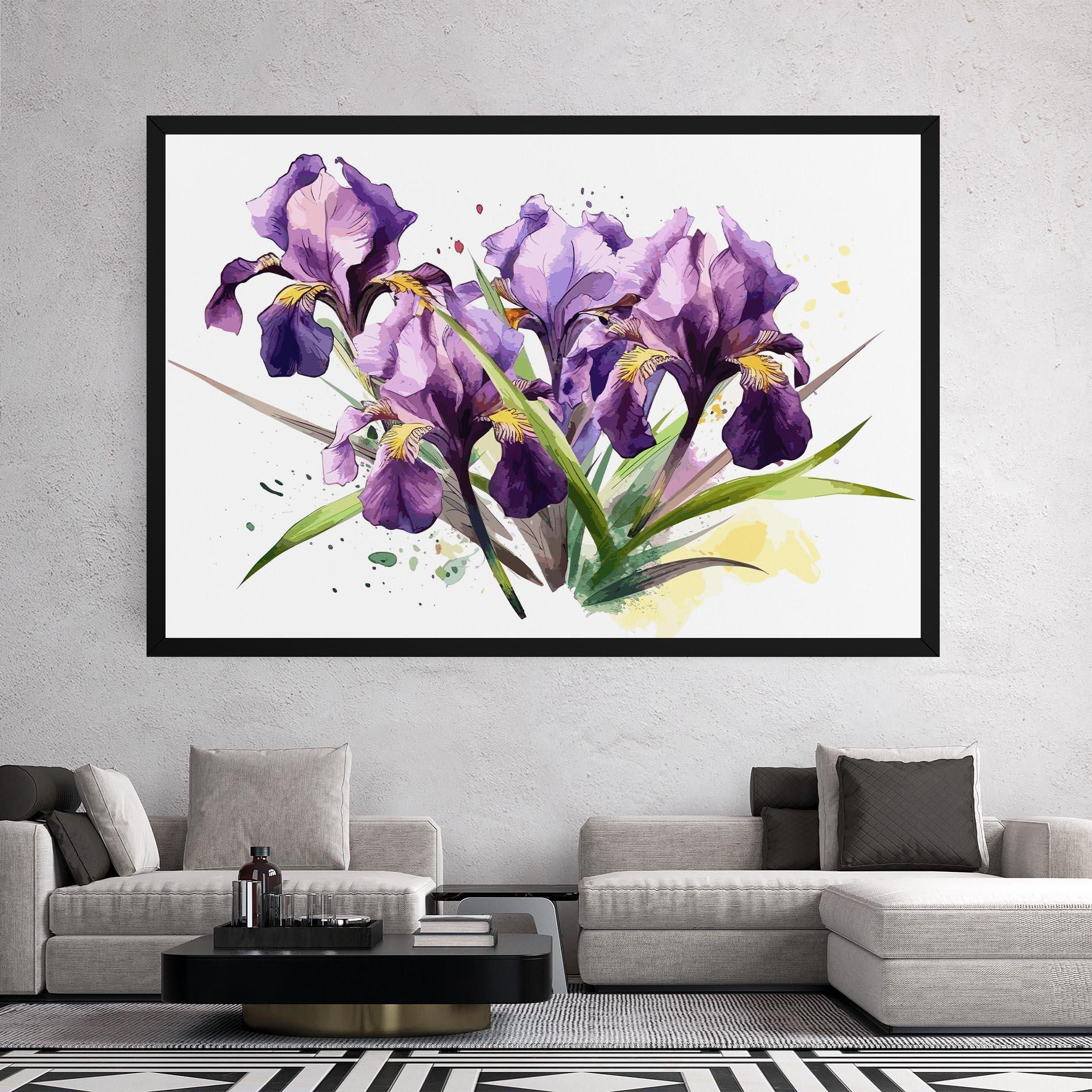 Vászonkép Watercolor Purple Iris mockup 2