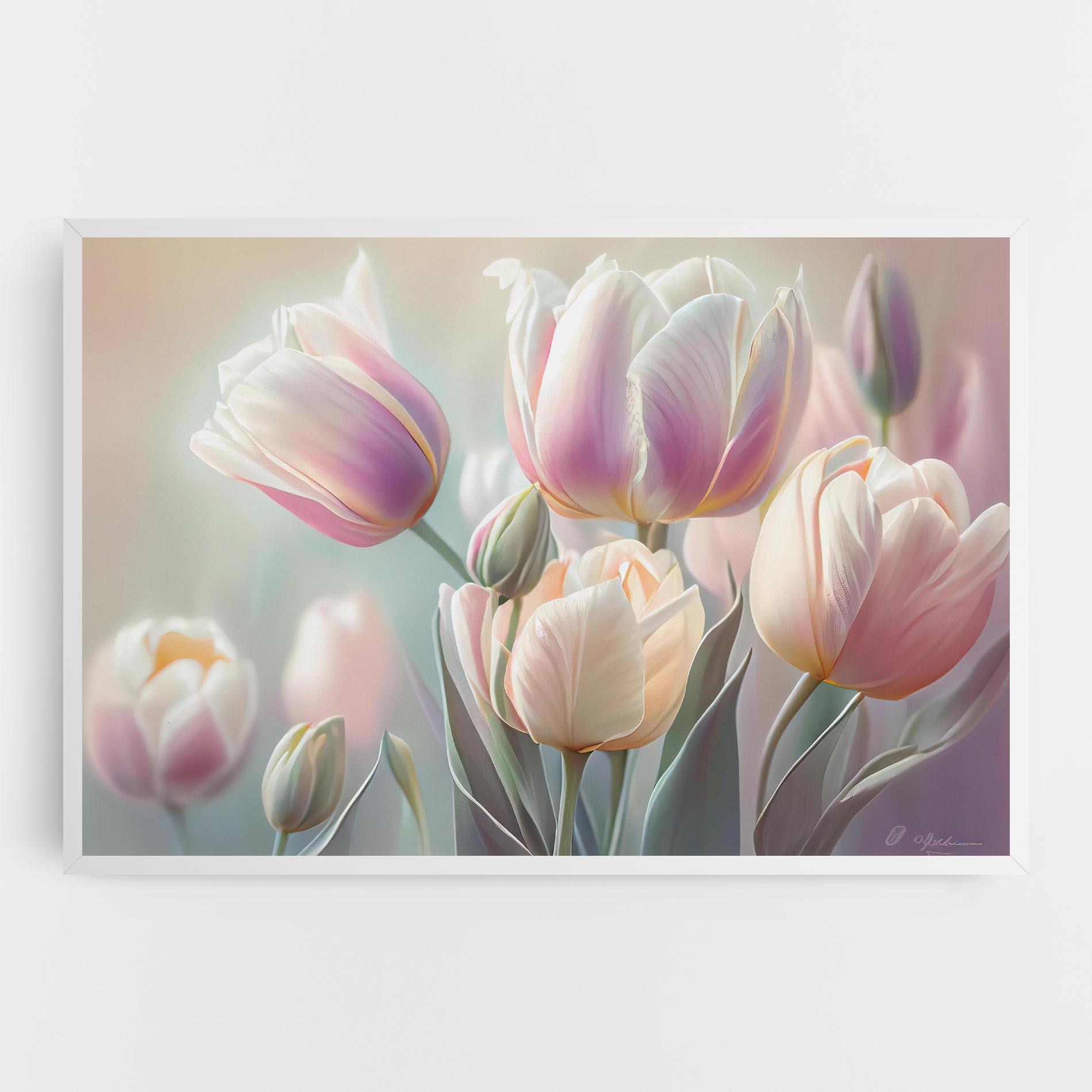 Vászonkép Dreamy White Tulips mockup 0