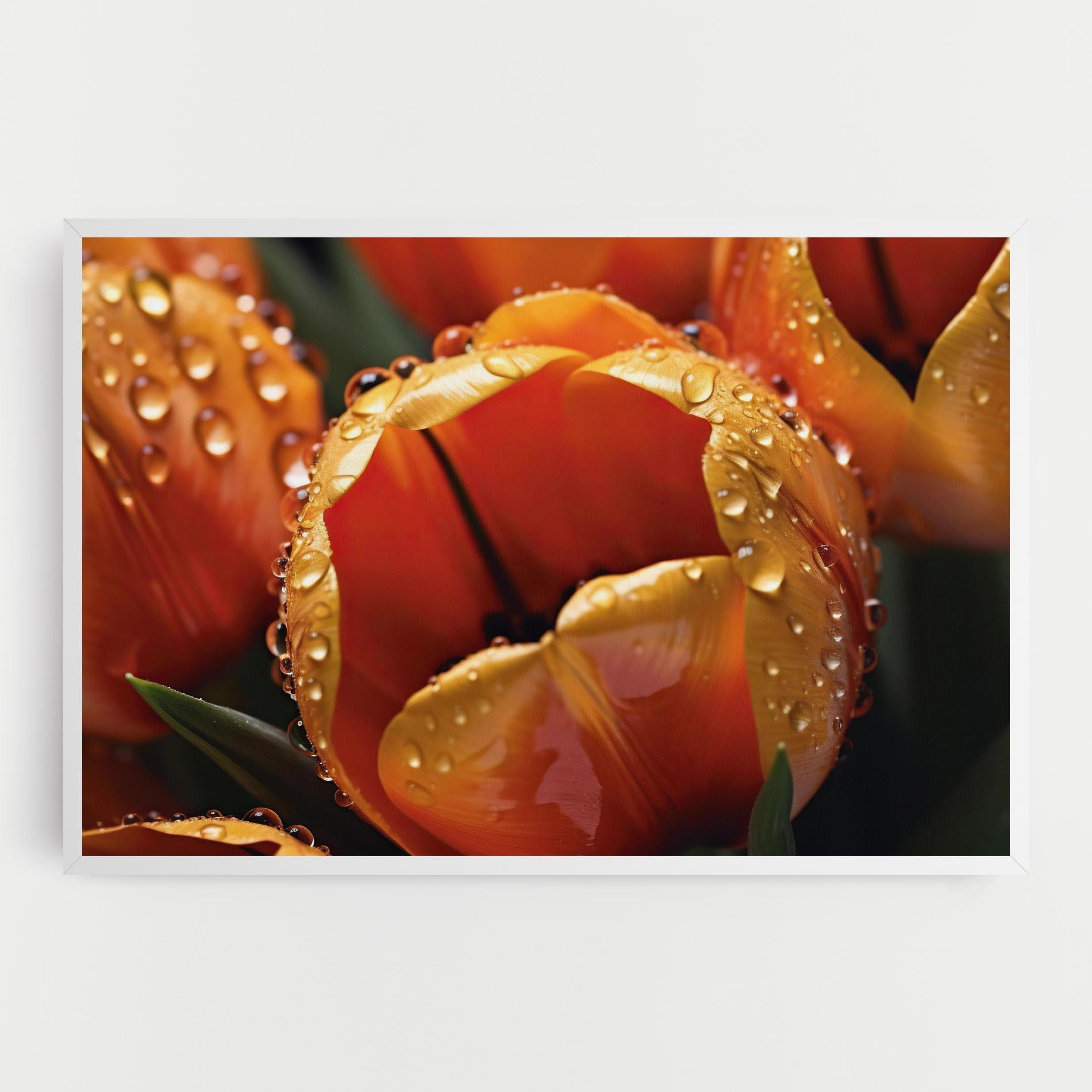 Vászonkép Orange Tulip Water Drops mockup 0