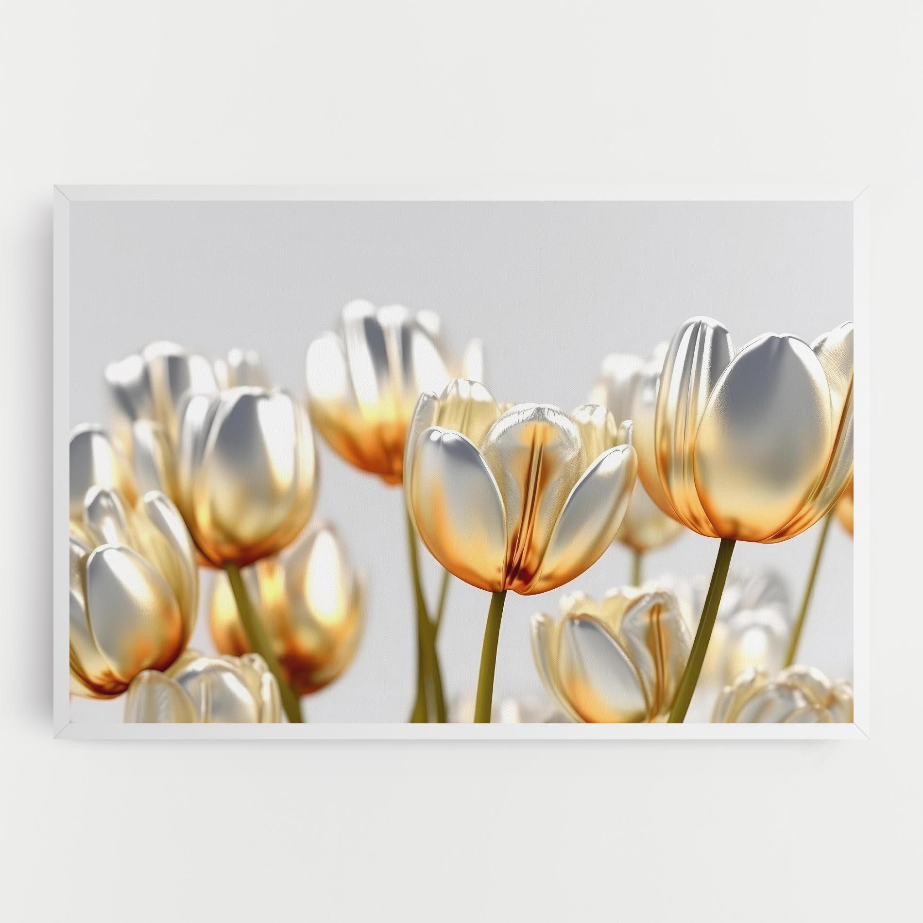 Vászonkép White Golden Tulips mockup 0