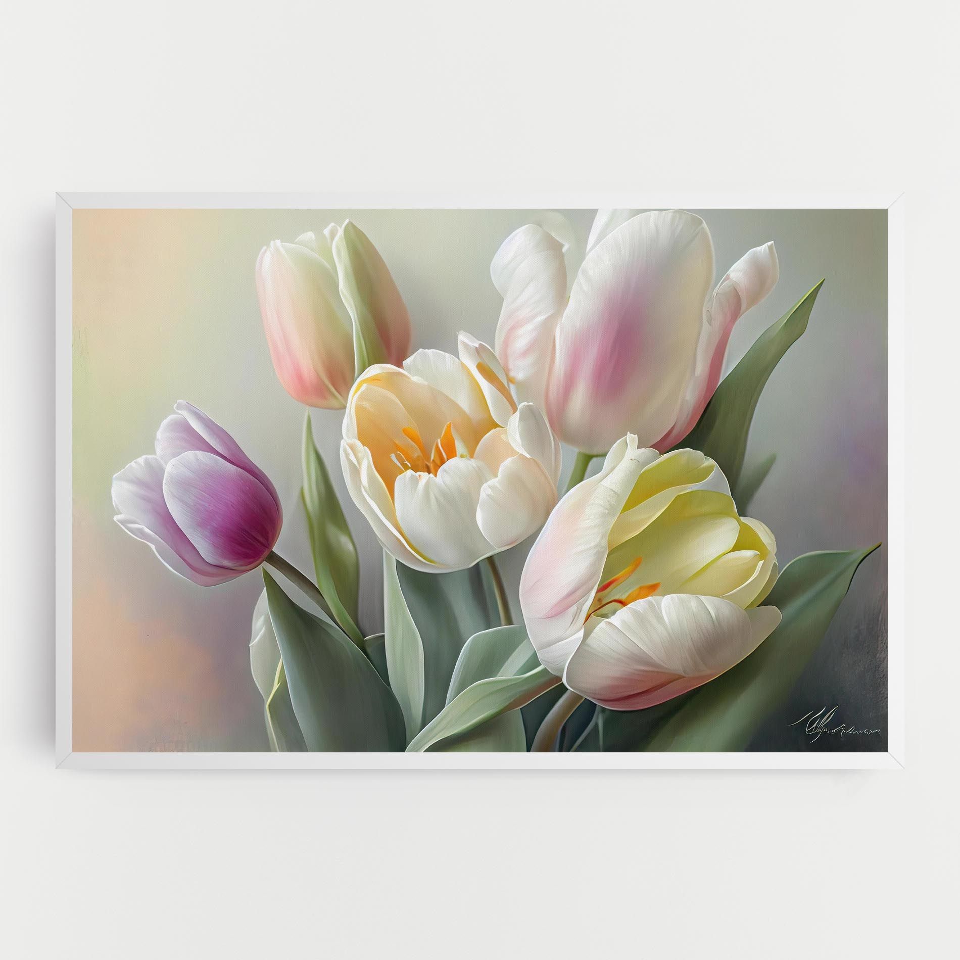 White Tulips Painting mockup 0