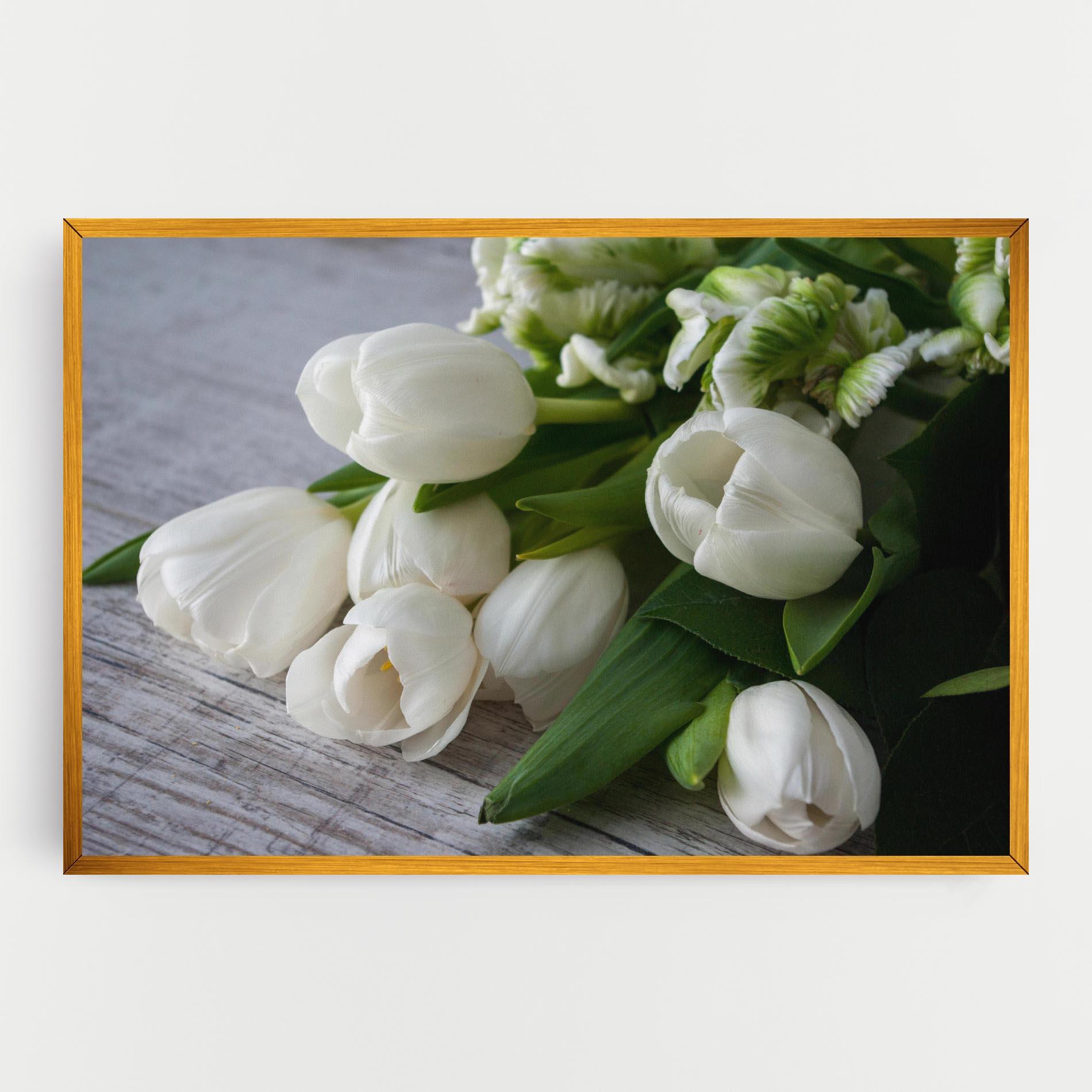 Vászonkép White Tulips Bouquet mockup 0