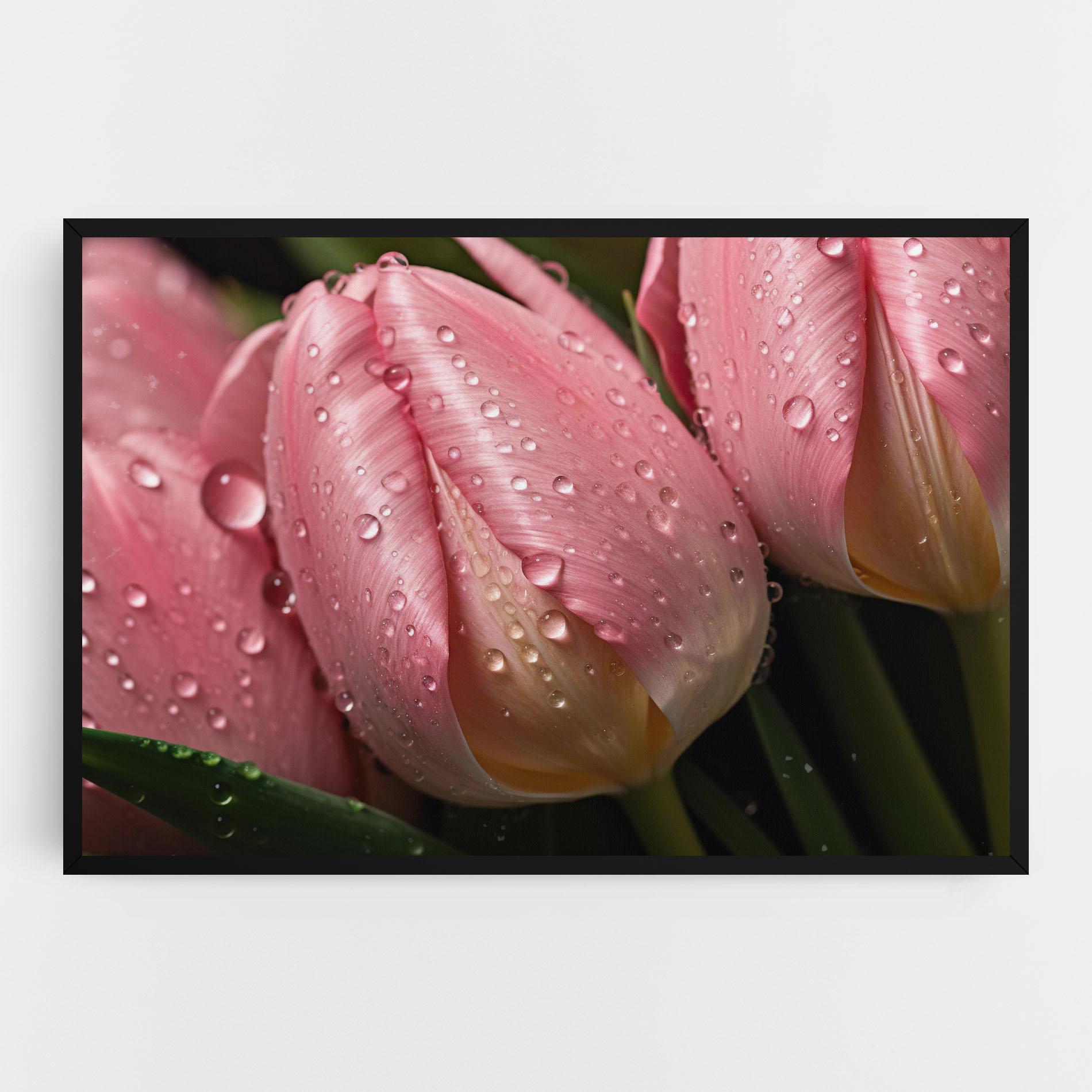 Vászonkép Pink Tulip With Drops mockup 0