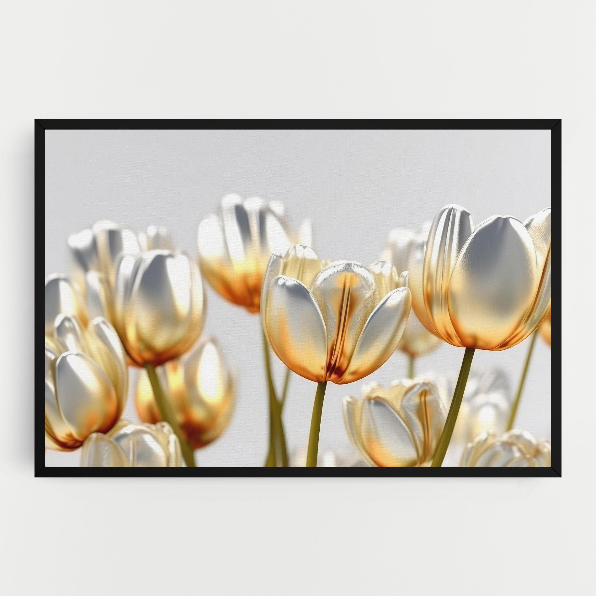 Vászonkép White Golden Tulips mockup 0